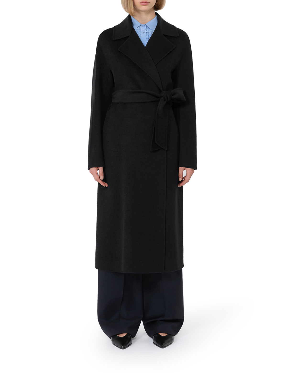 Max Mara Cashmere Coat With Belt In Black