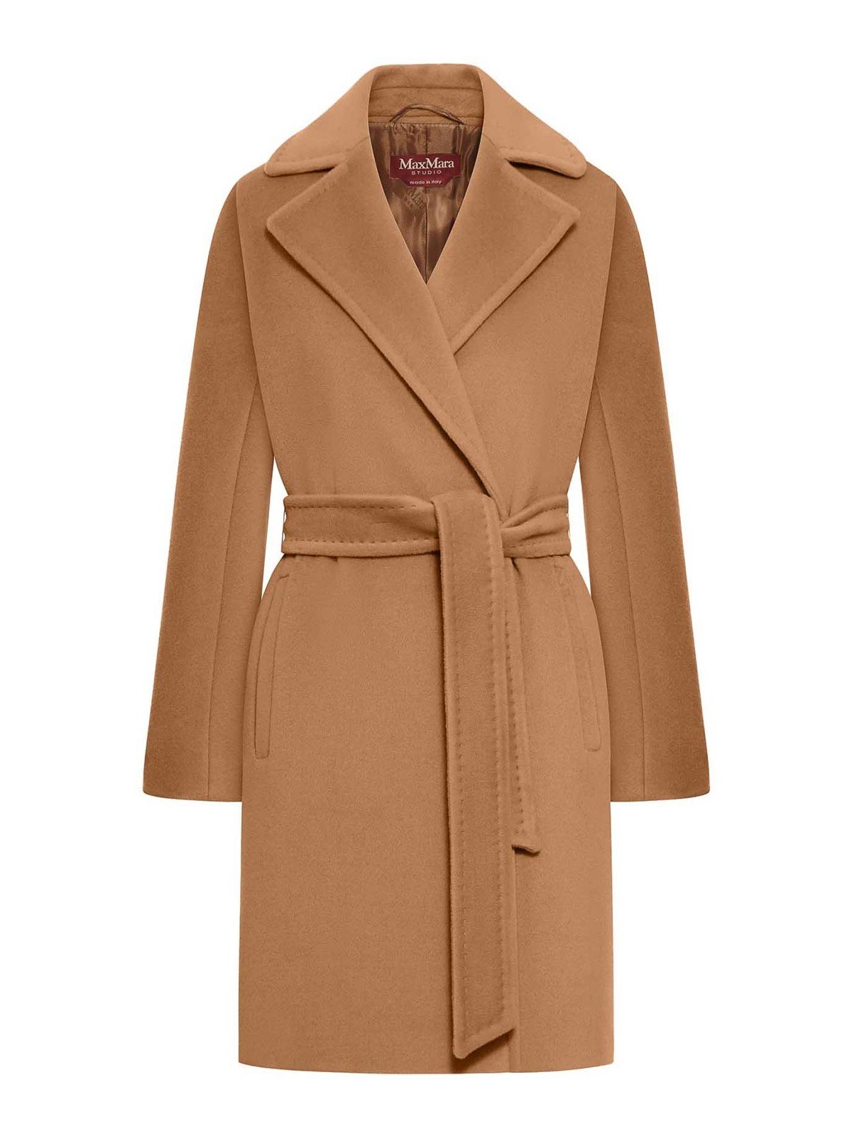 Max Mara Scire Beaver Wool Robe Coat In Nude