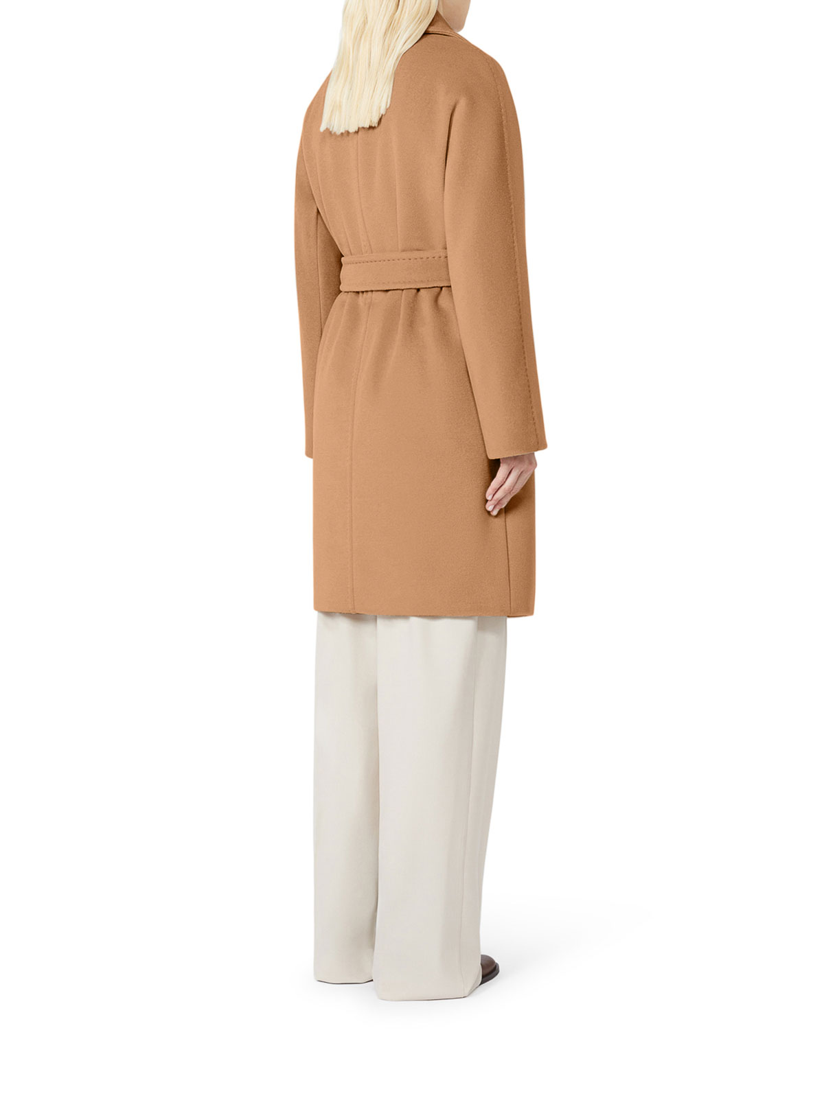 Max Mara Scire Beaver Wool Robe Coat In Nude