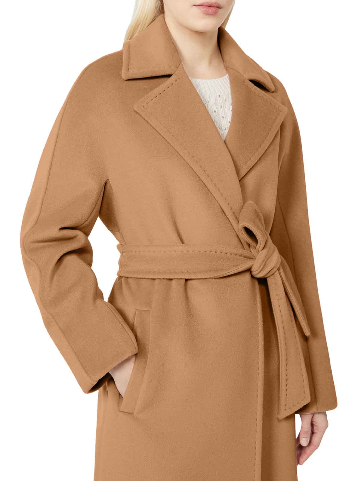 Max Mara Scire Beaver Wool Robe Coat In Nude
