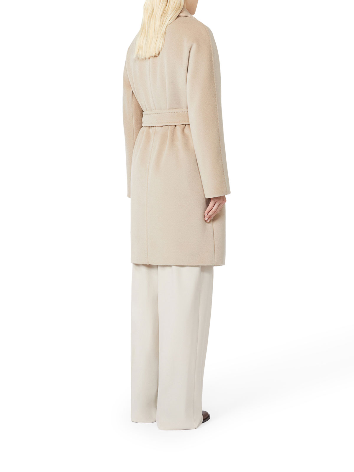 Max Mara Scire Beaver Wool Robe Coat In Nude