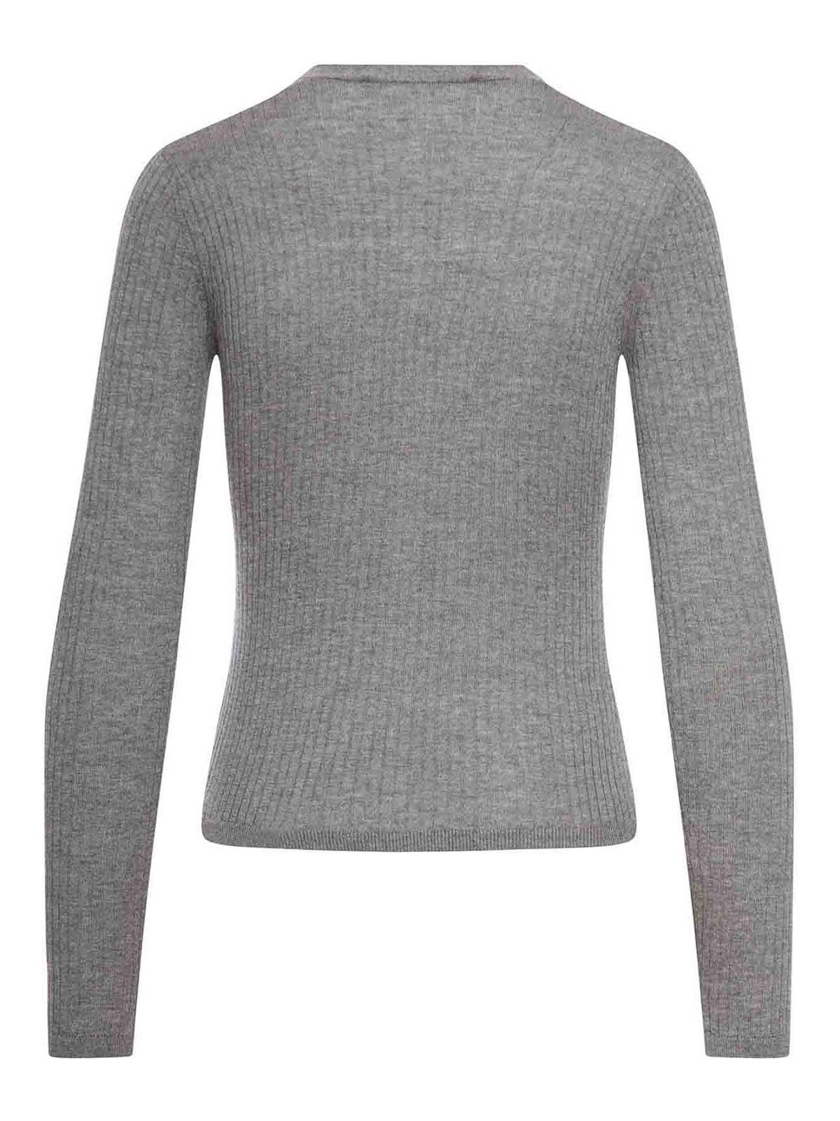 Max Mara Ribbed Silk Cardigan In Gray