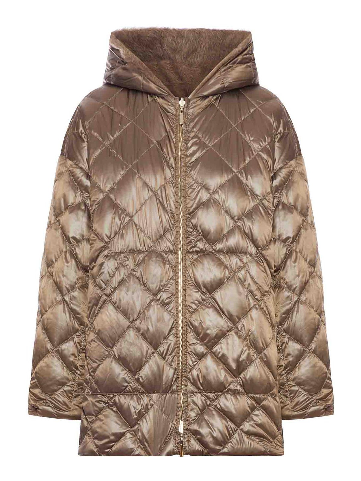 Max Mara The Cube Reversible Padded Midi Jacket In Brown
