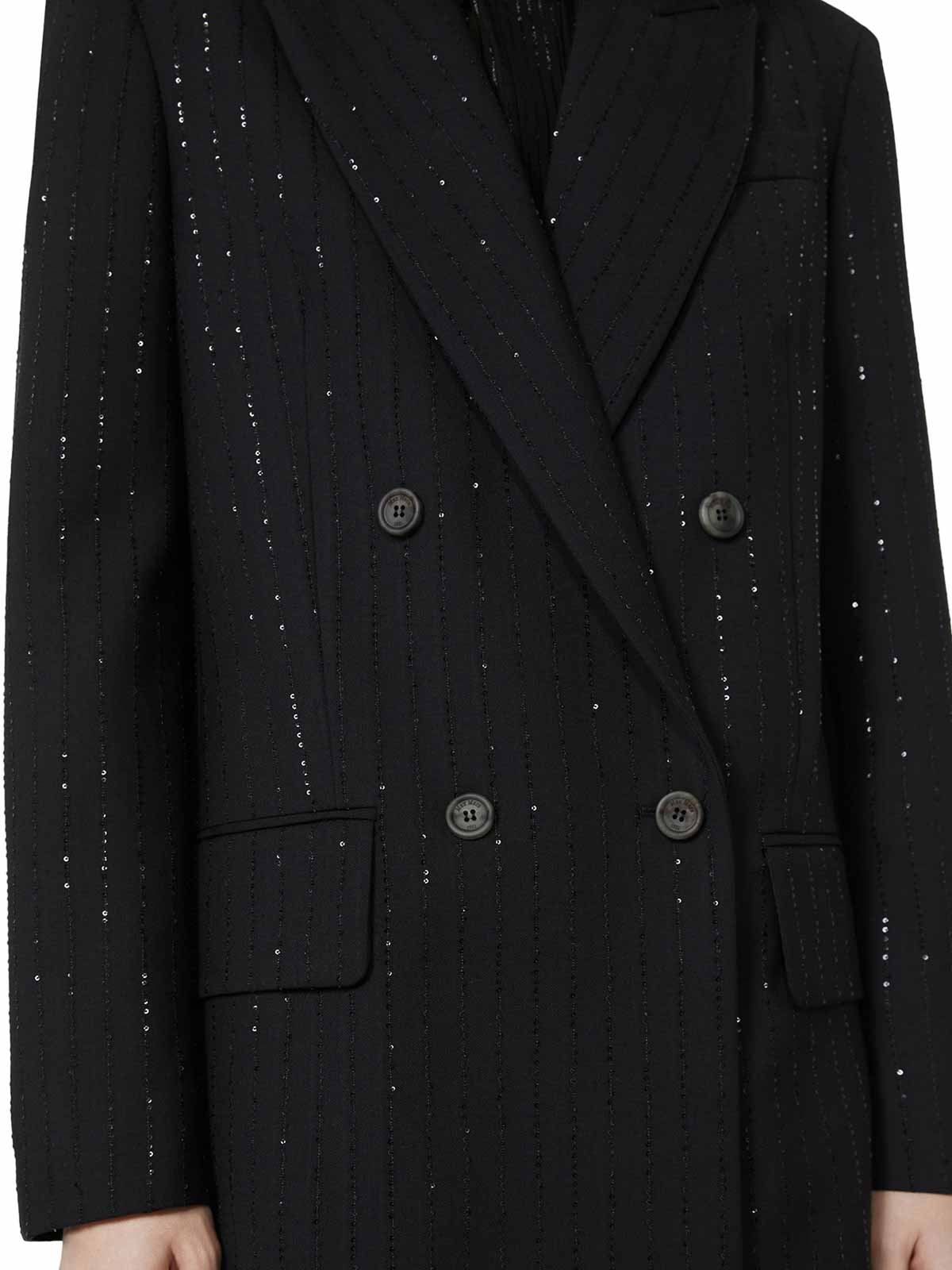 Max Mara Double-breasted Wool And Sequin Blazer In Black