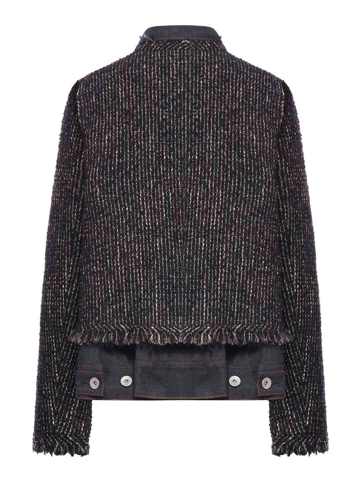 Sacai Tweed And Denim Blouson In Blue