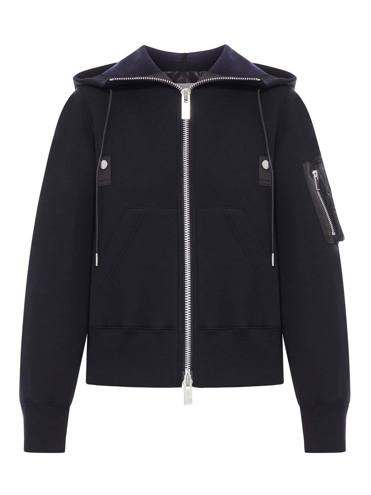 Sacai Zip-up Jacket With Hood In Black