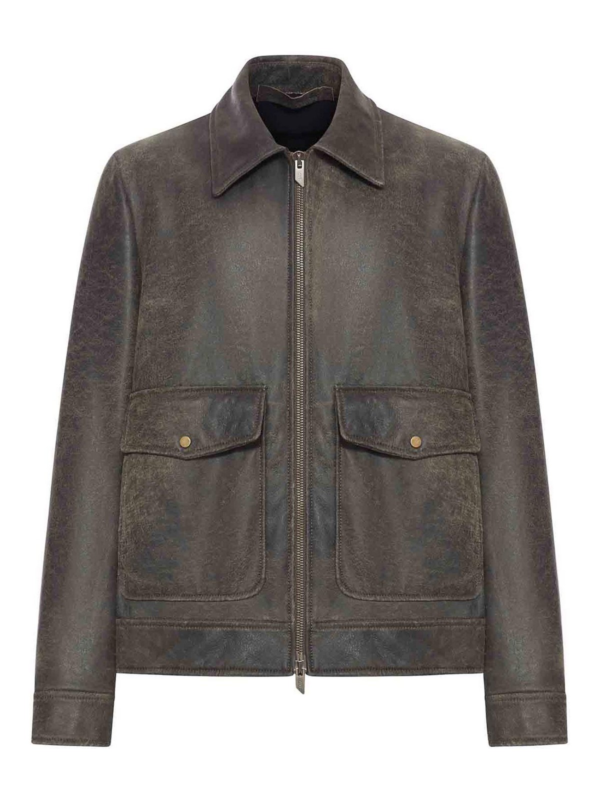 Salvatore Santoro Flap-pocket Leather Jacket In Green