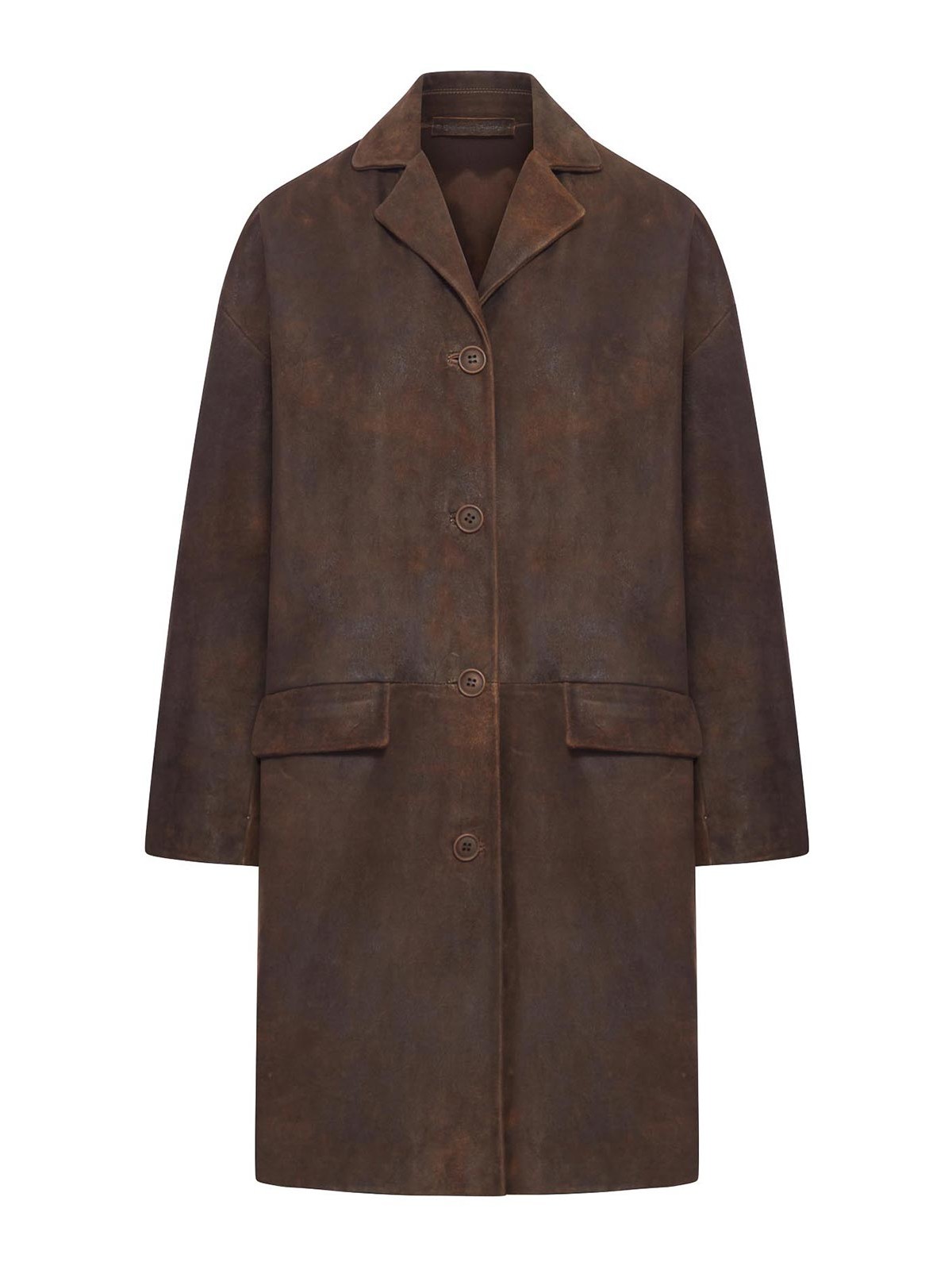 Salvatore Santoro Single-breasted Leather Coat In Brown