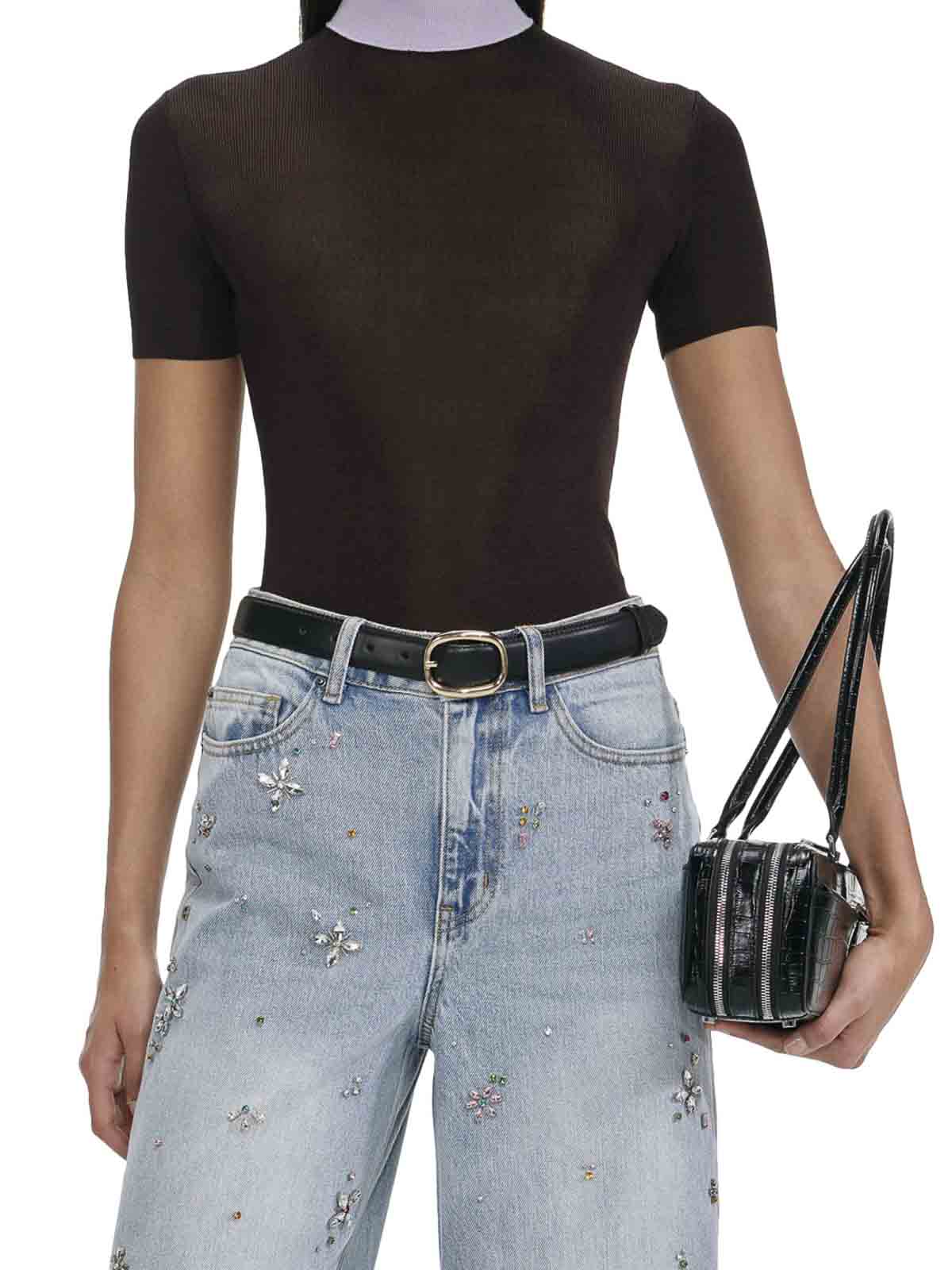 Self-portrait Embellished Wide-leg Jeans With Crystal Embellishment In Blue