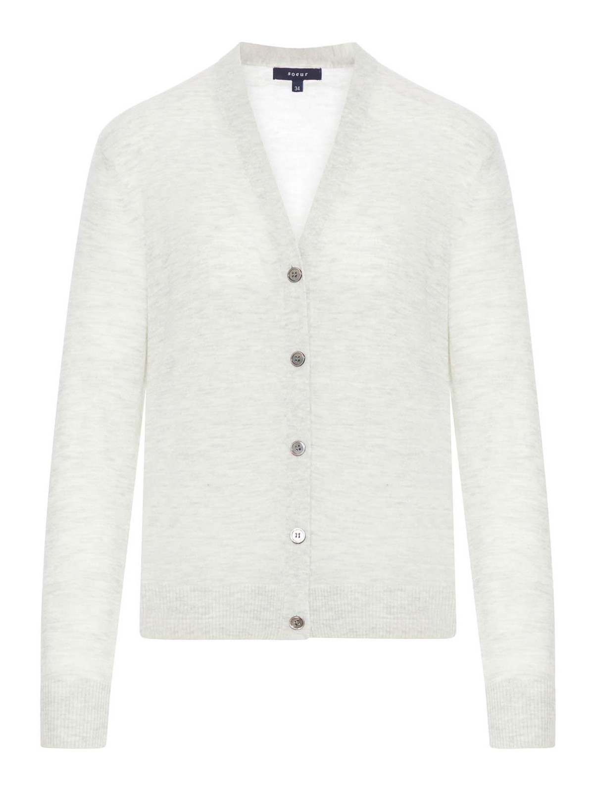 Soeur Gianna Alpaca Knit Cardigan In White