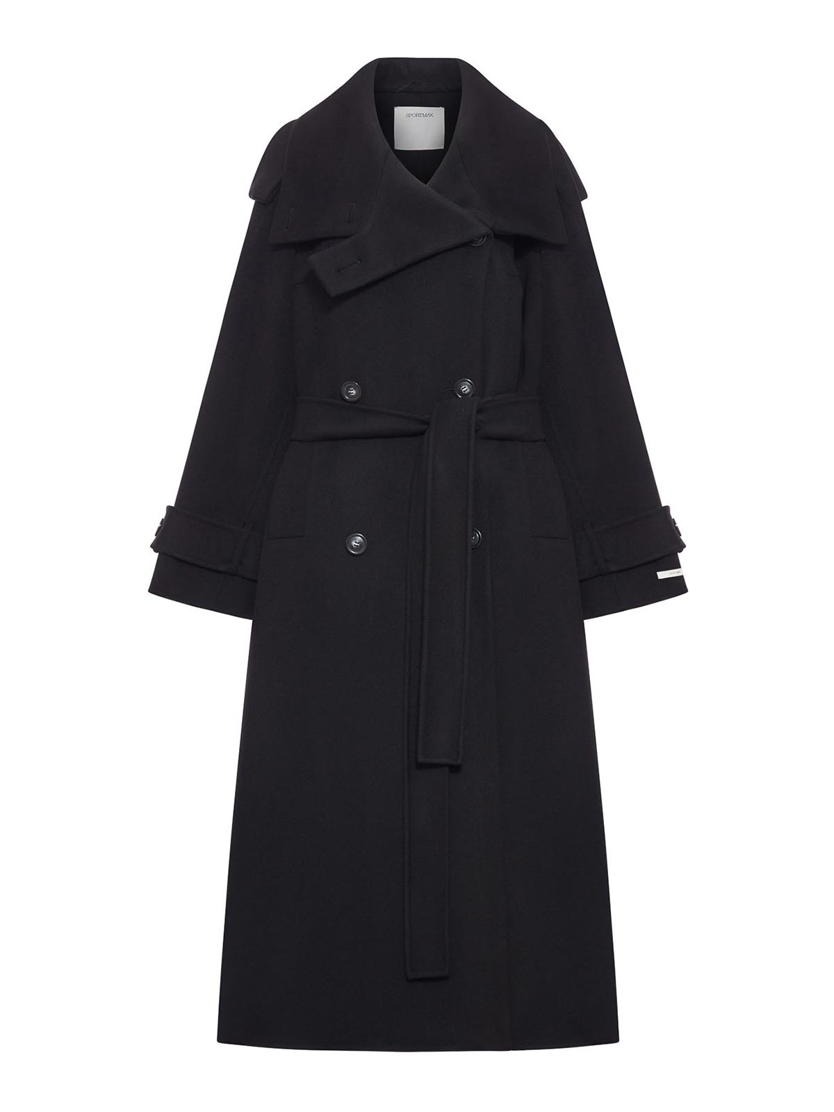 Sportmax Yole Trench Coat In Pure Wool Double In Black