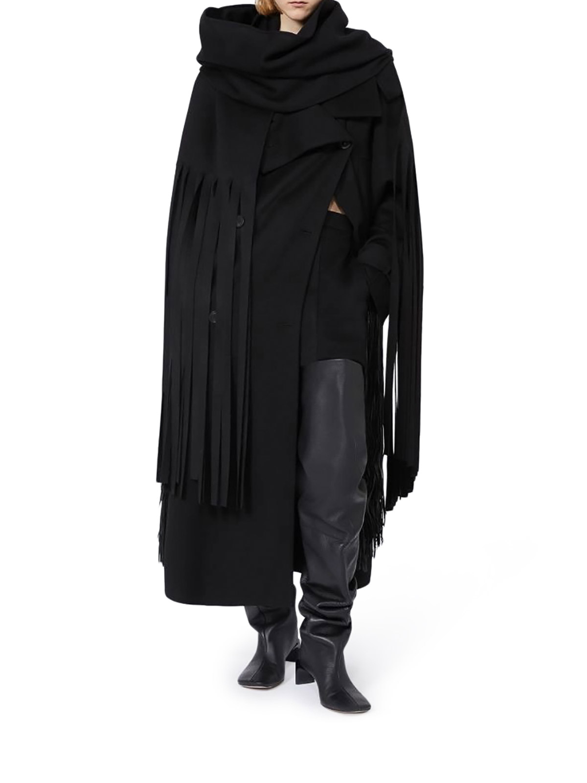 Sportmax Yole Trench Coat In Pure Wool Double In Black