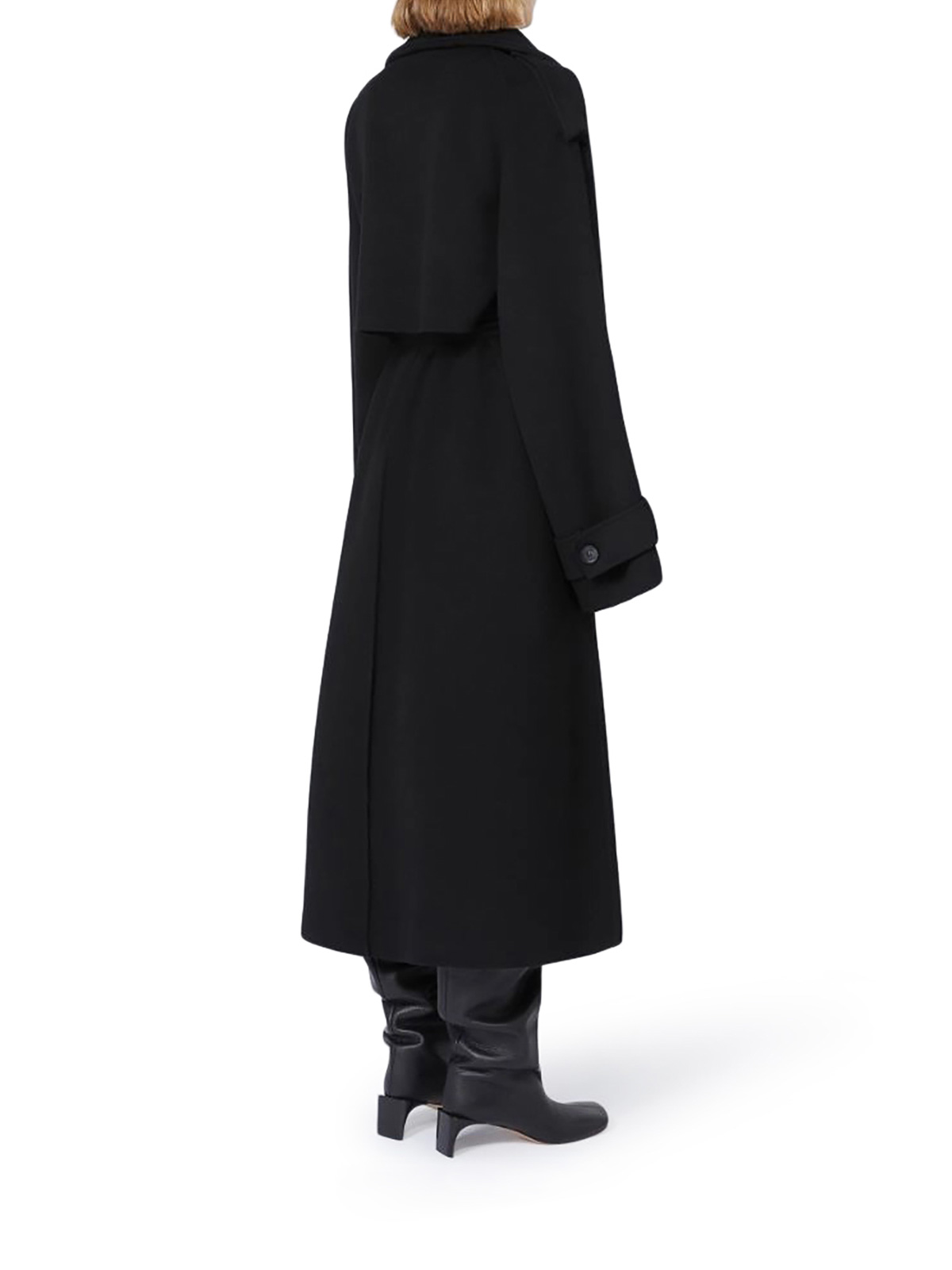 Sportmax Yole Trench Coat In Pure Wool Double In Black