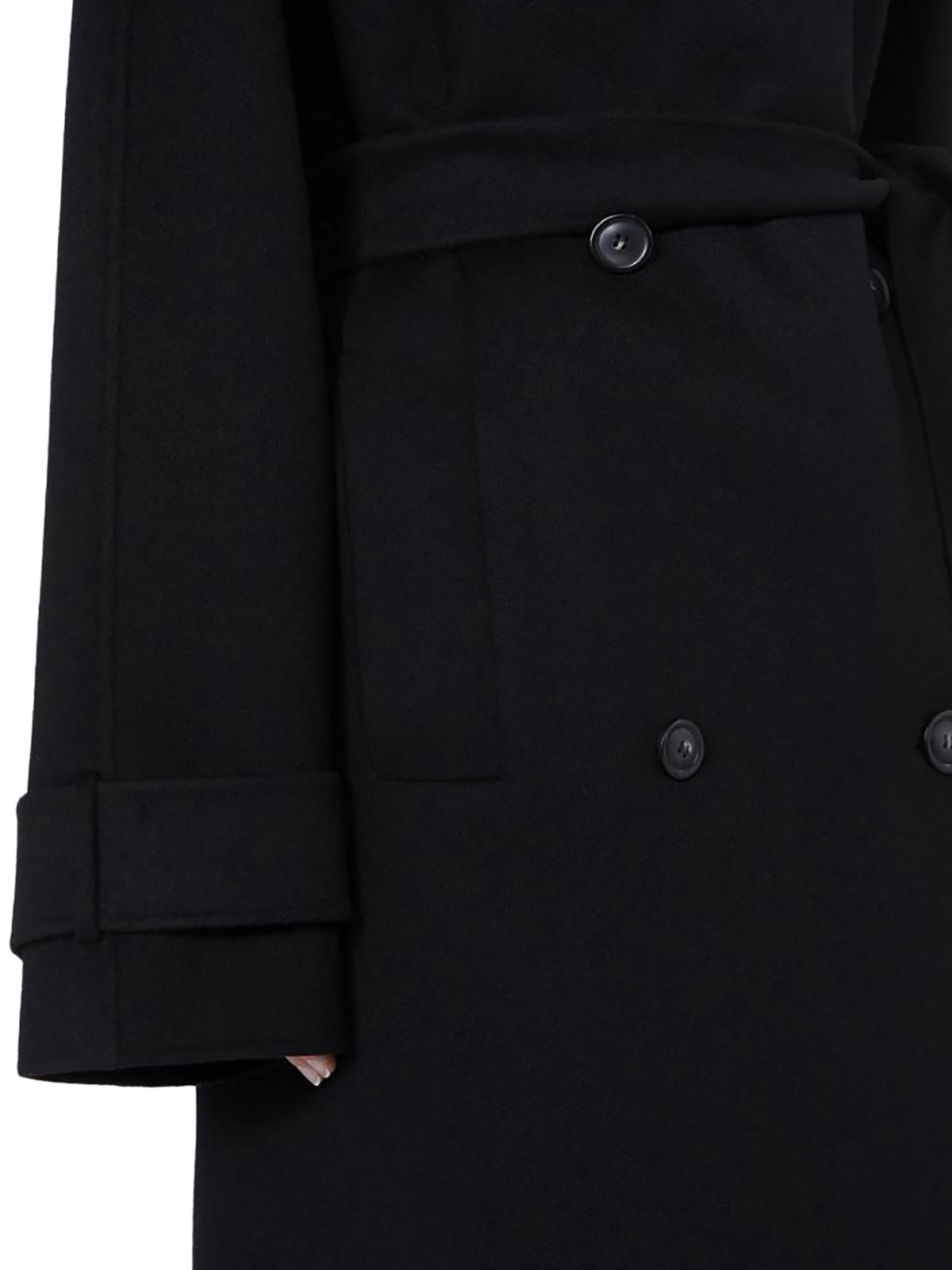 Sportmax Yole Trench Coat In Pure Wool Double In Black