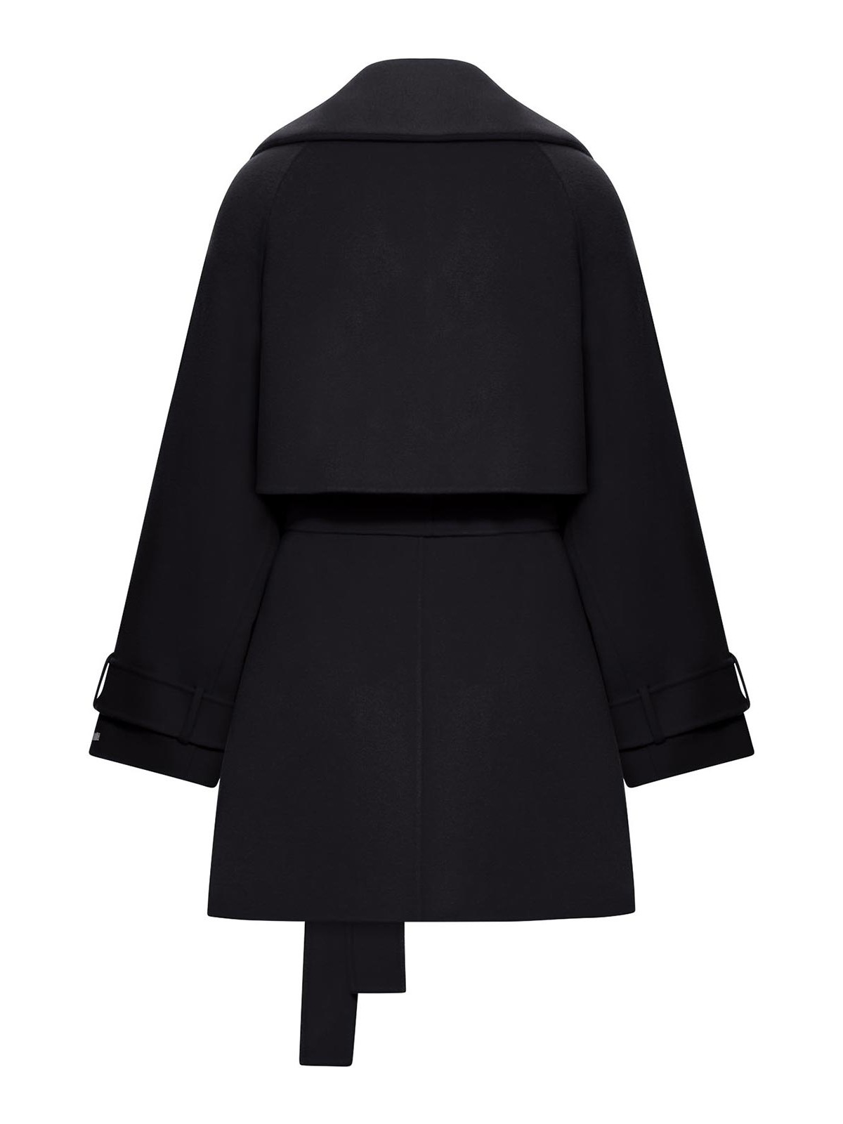 Sportmax Short Wool Trench Coat In Black