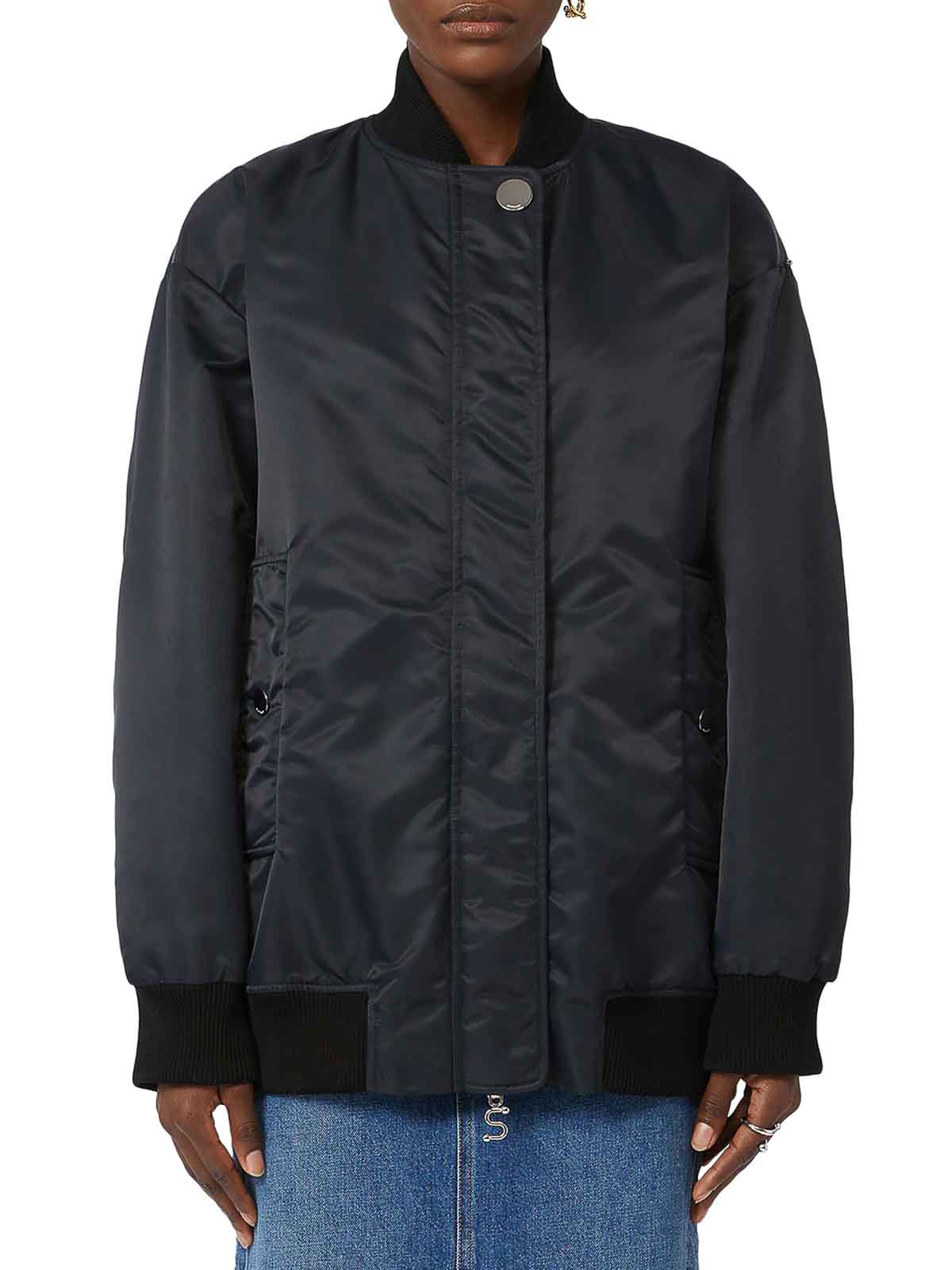 Sportmax Oversized Twill Bomber In Black