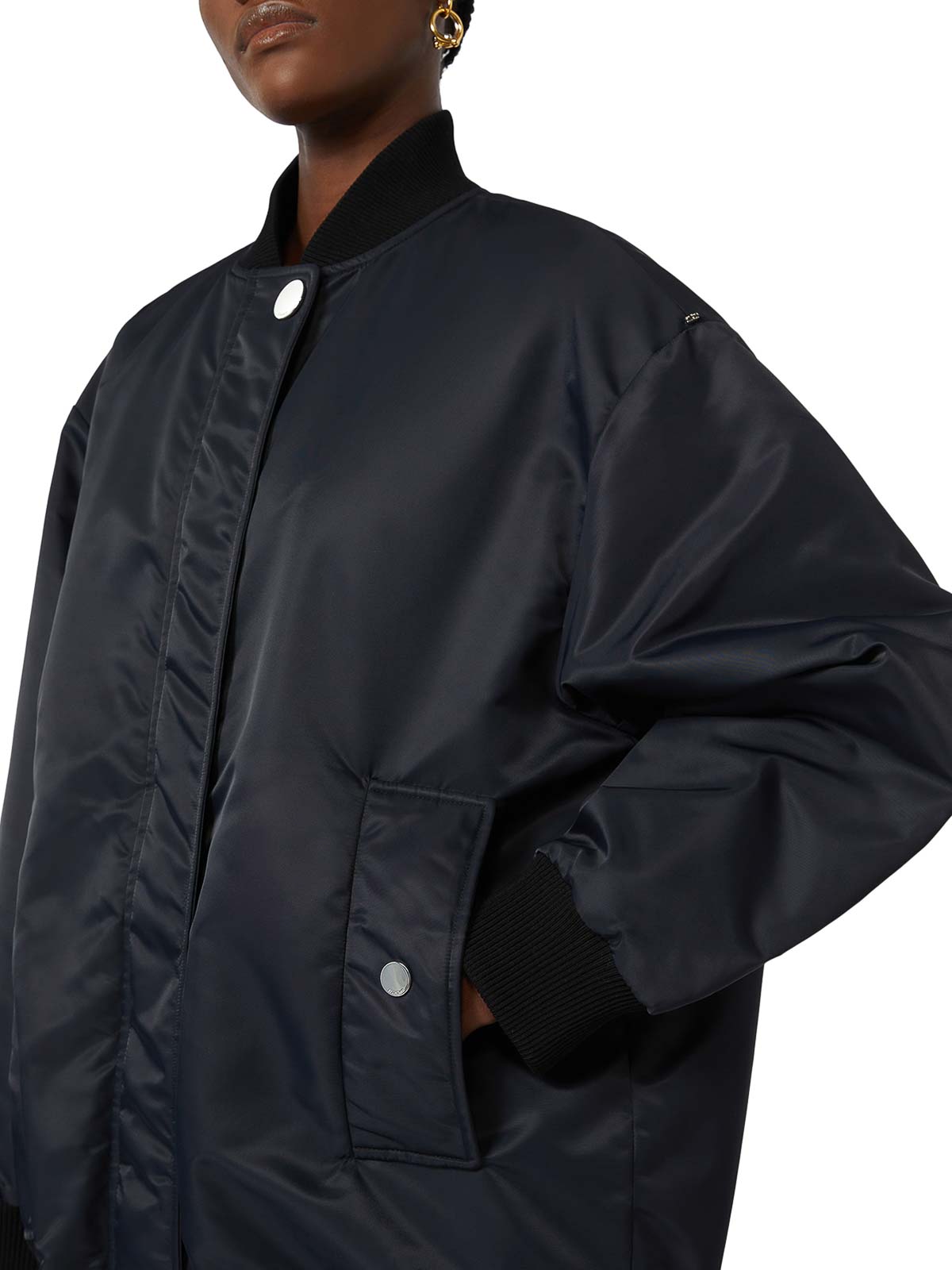 Sportmax Oversized Twill Bomber In Black