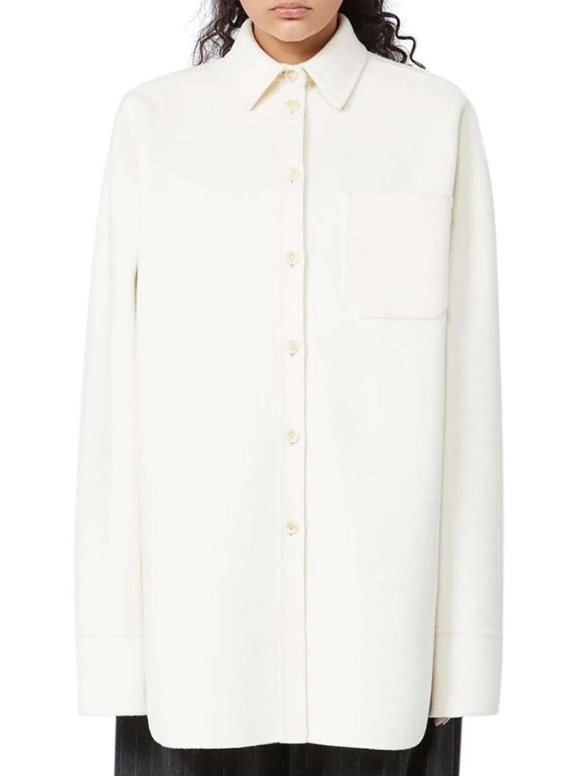 Sportmax Oversized Riber Wool Shirt In Neutral