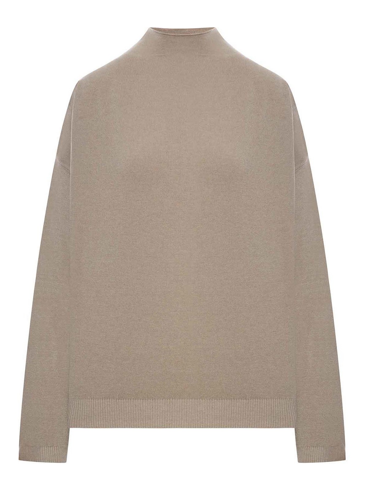 Transit Wool Blend High Neck Sweater In Brown