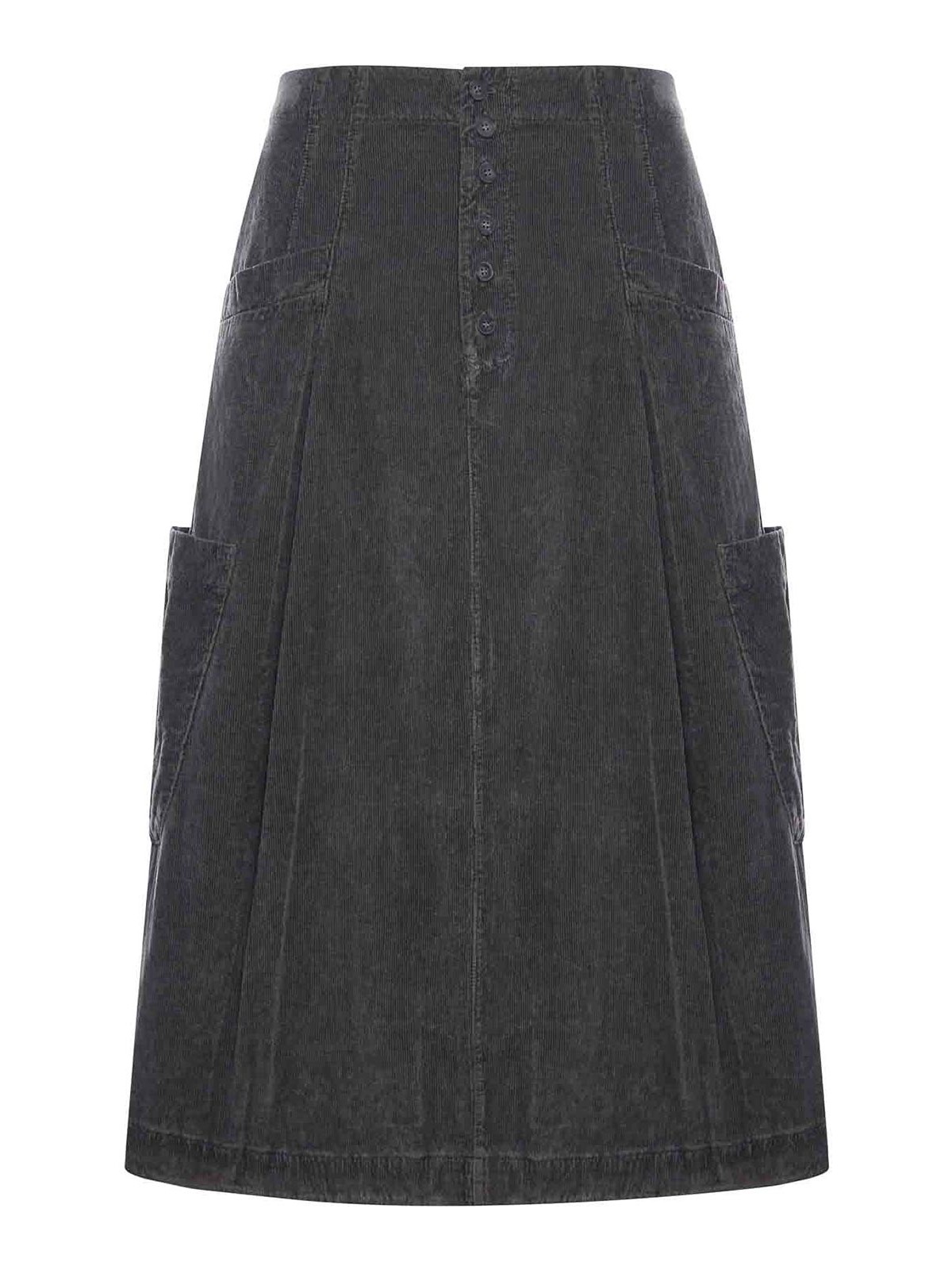 Transit Bombe Line Skirt In Ribbed Velvet In Gray