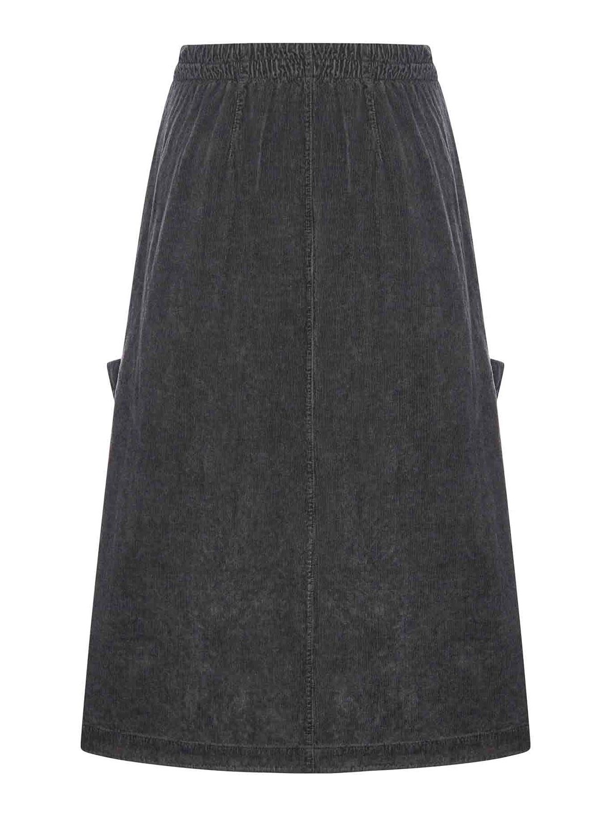 Transit Bombe Line Skirt In Ribbed Velvet In Gray