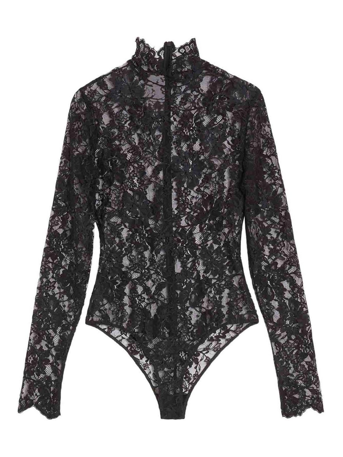 Valentino Floral Lace Bodysuit In Black