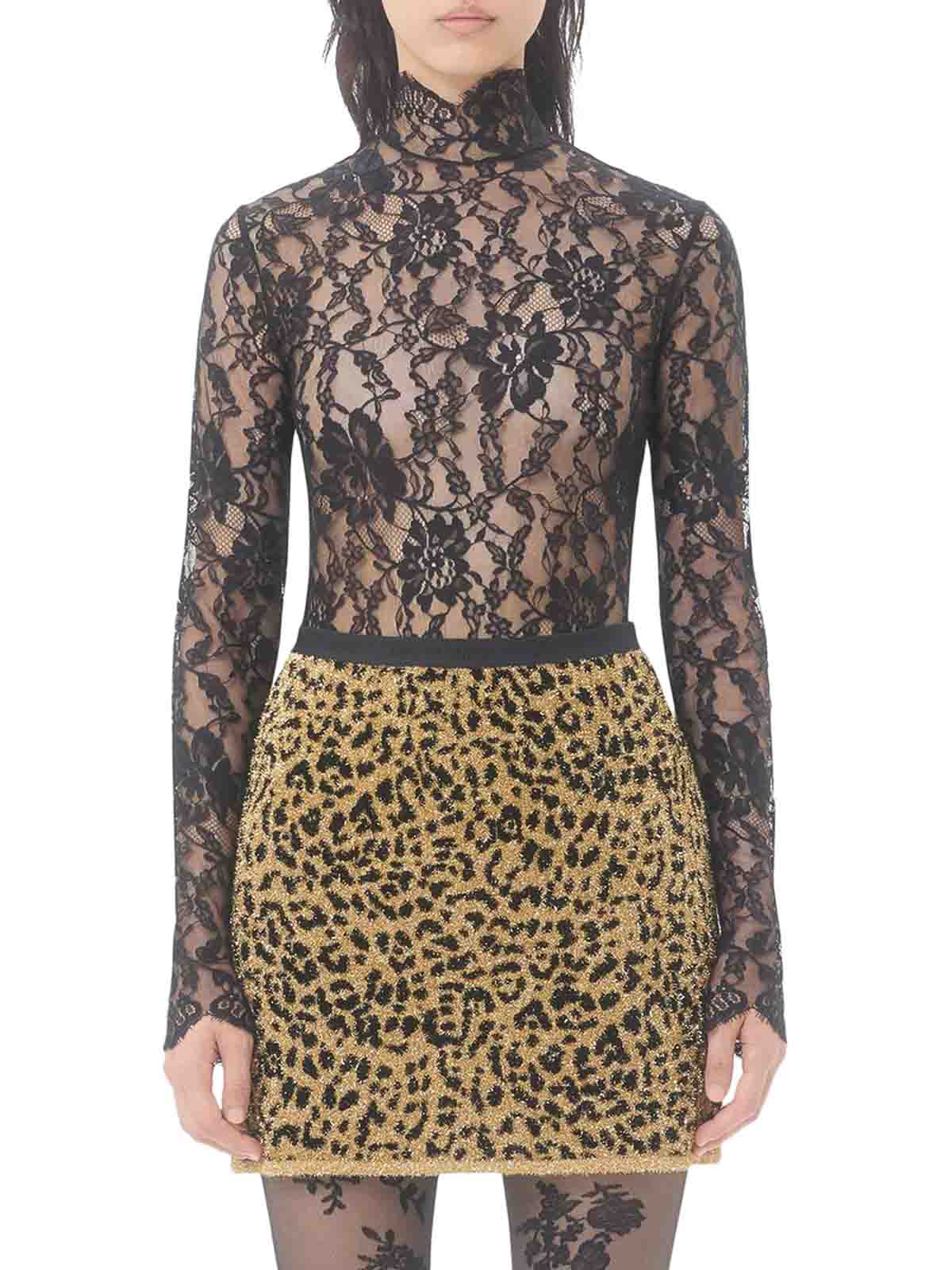 Valentino Floral Lace Bodysuit In Black