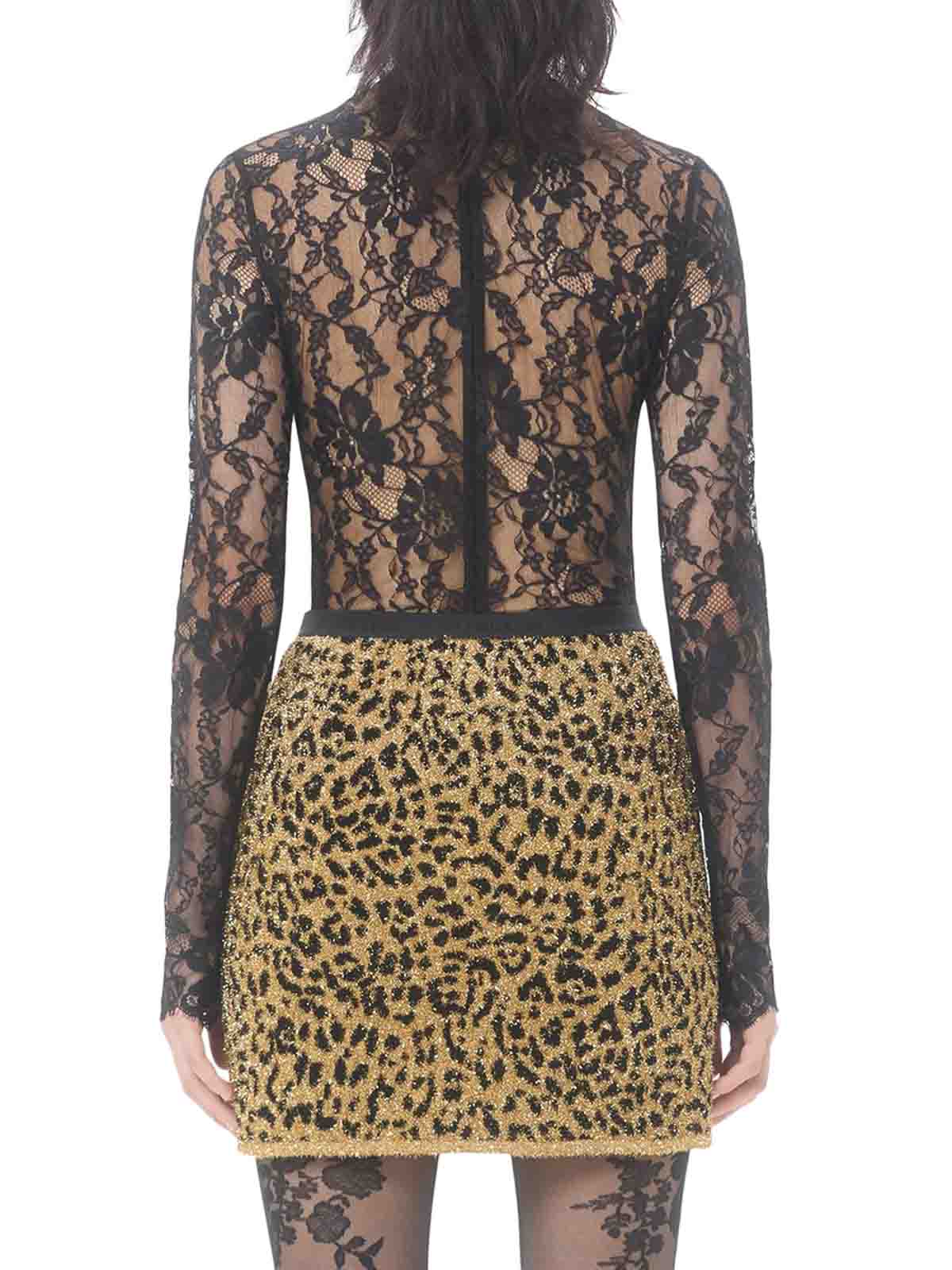 Valentino Floral Lace Bodysuit In Black