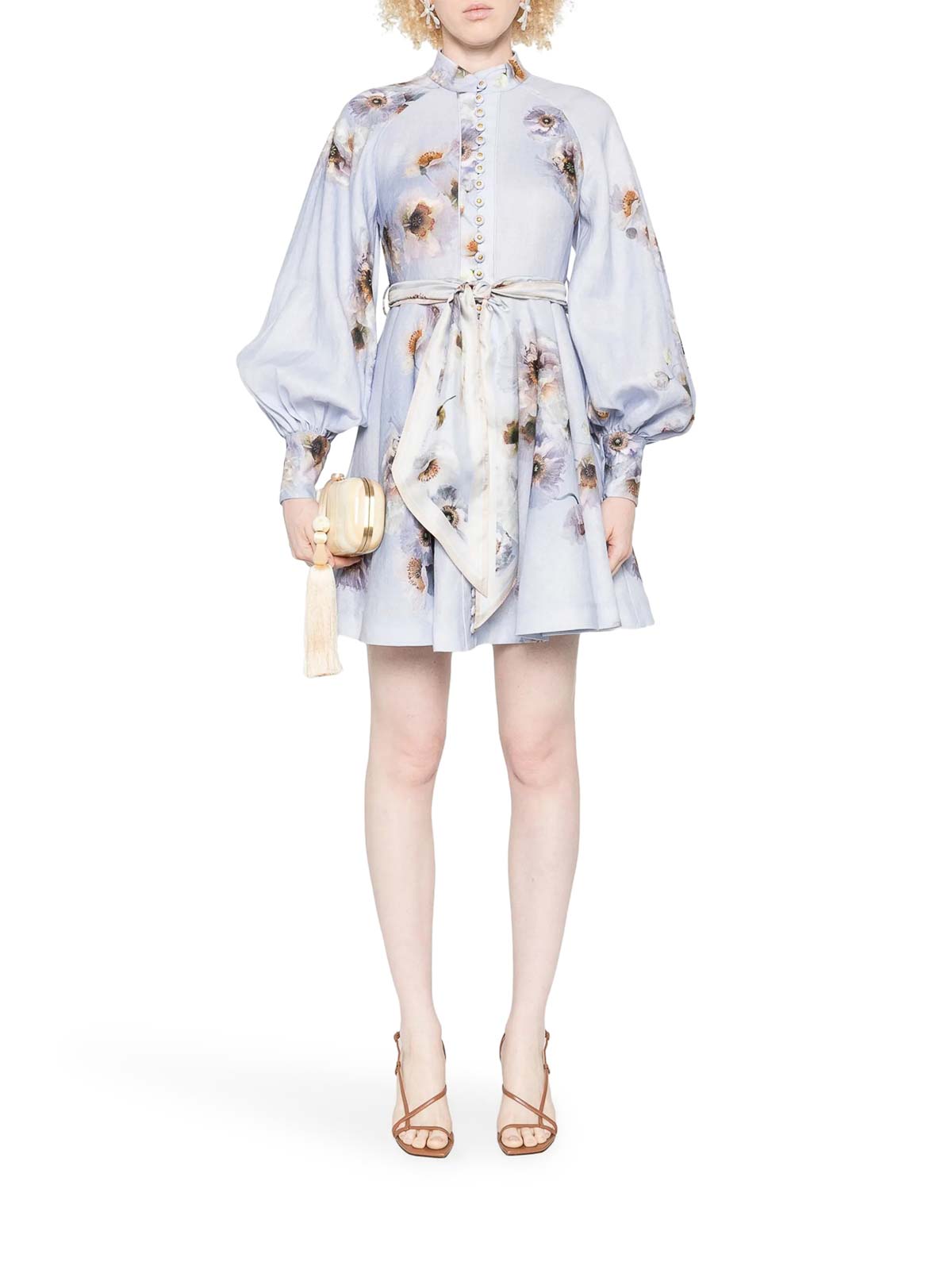 Zimmermann Hypnotic Buttoned Mini Dress In Pink