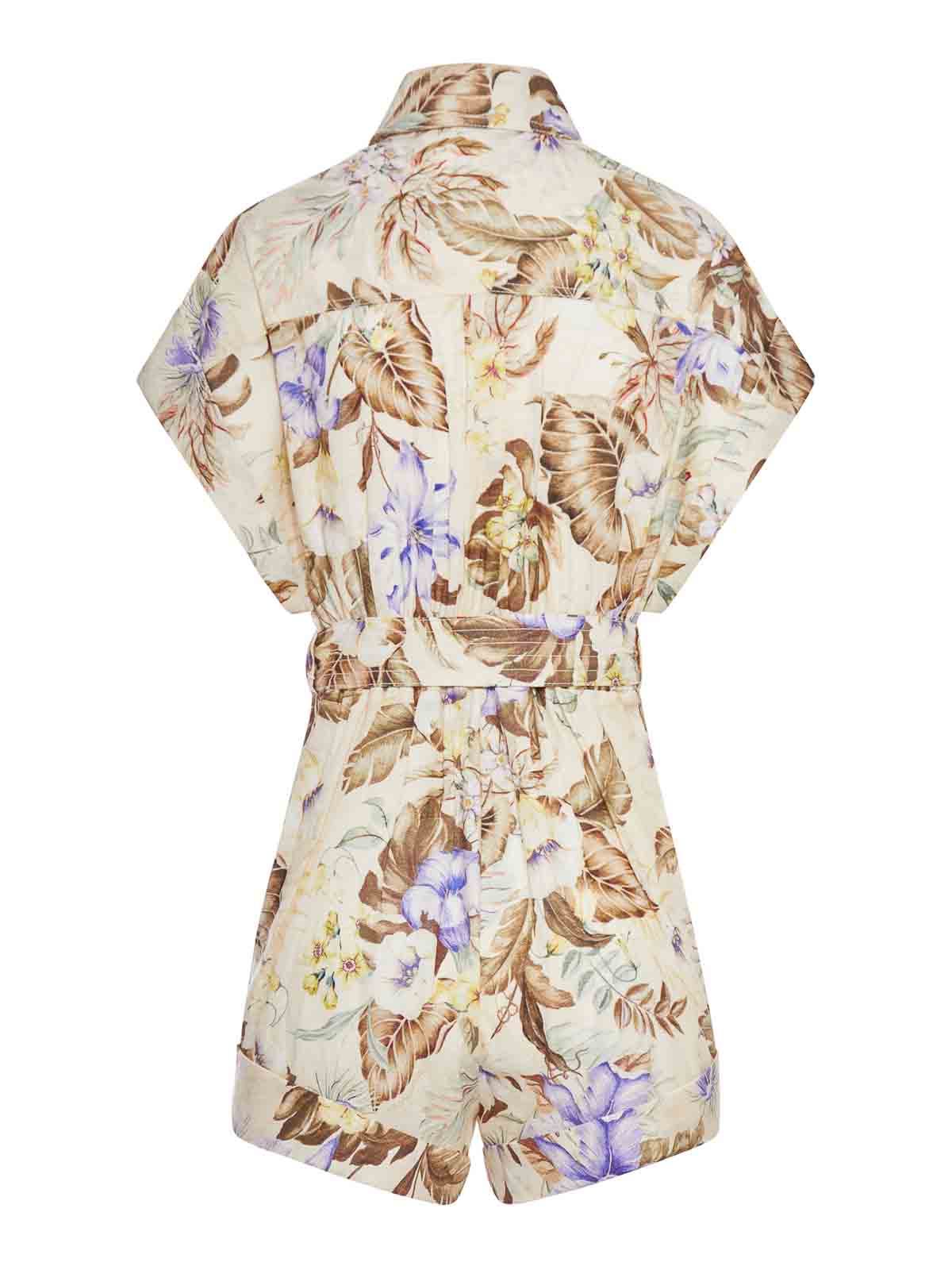 Zimmermann Floral Print Linen Jumpsuit In Black