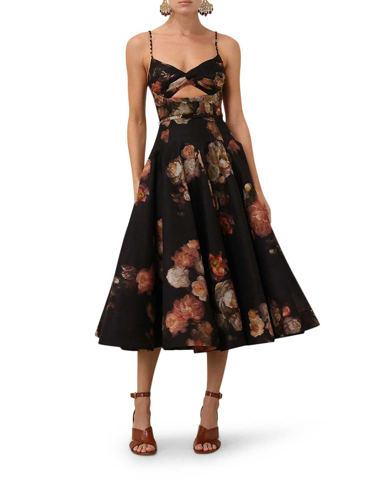 Zimmermann Hypnotic Crossed Midi Dress In Multi