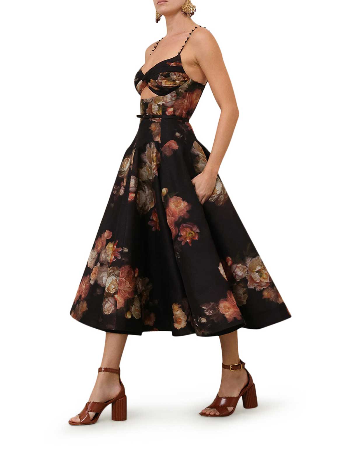 Zimmermann Hypnotic Crossed Midi Dress In Multi