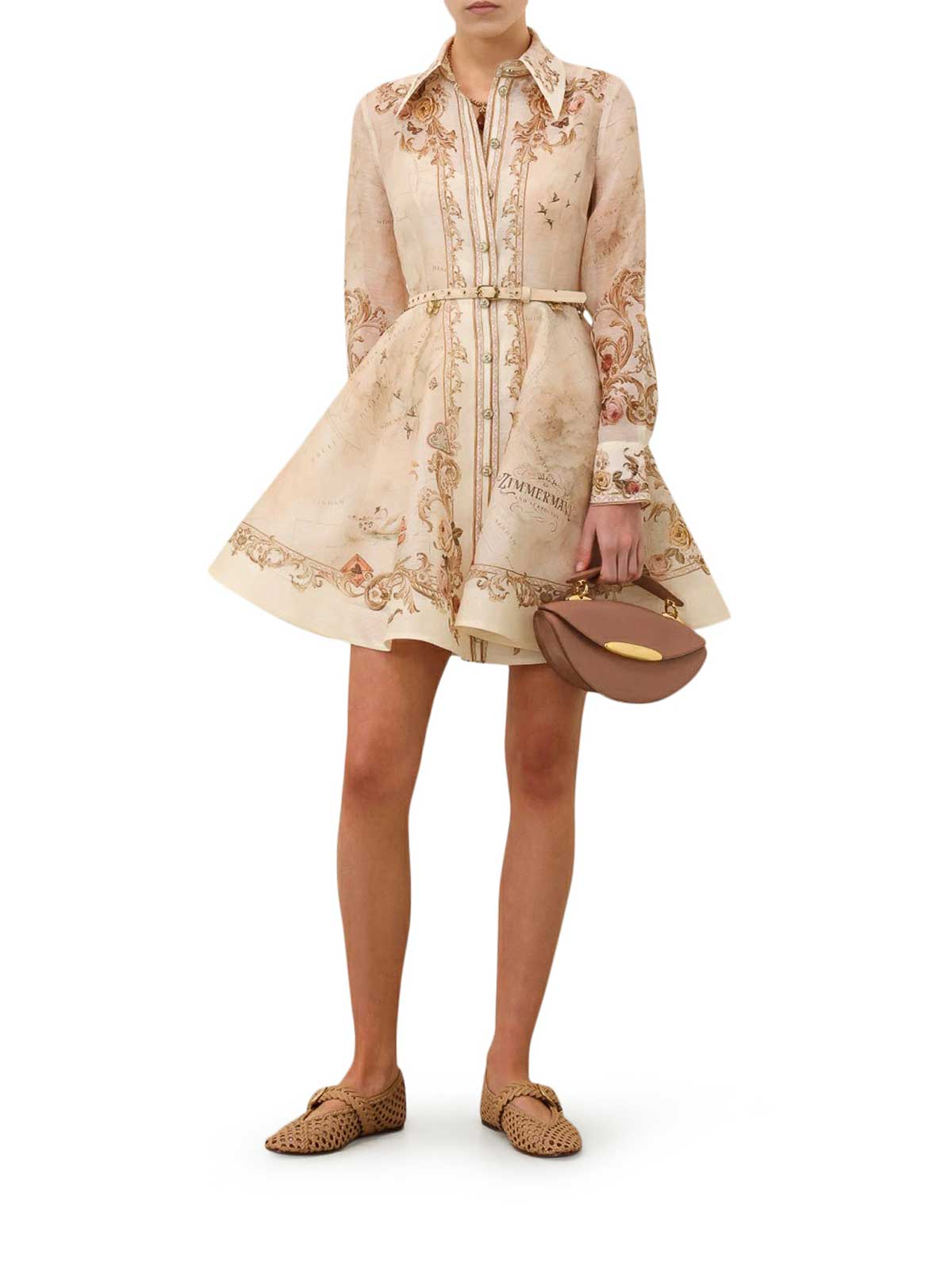 Zimmermann Memento Buttoned Dresses Beige In Multi
