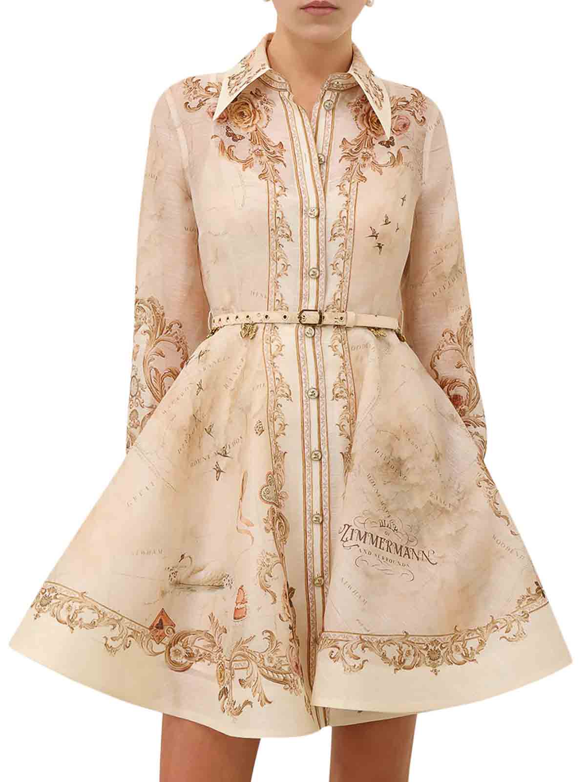 Zimmermann Memento Buttoned Dresses Beige In Multi
