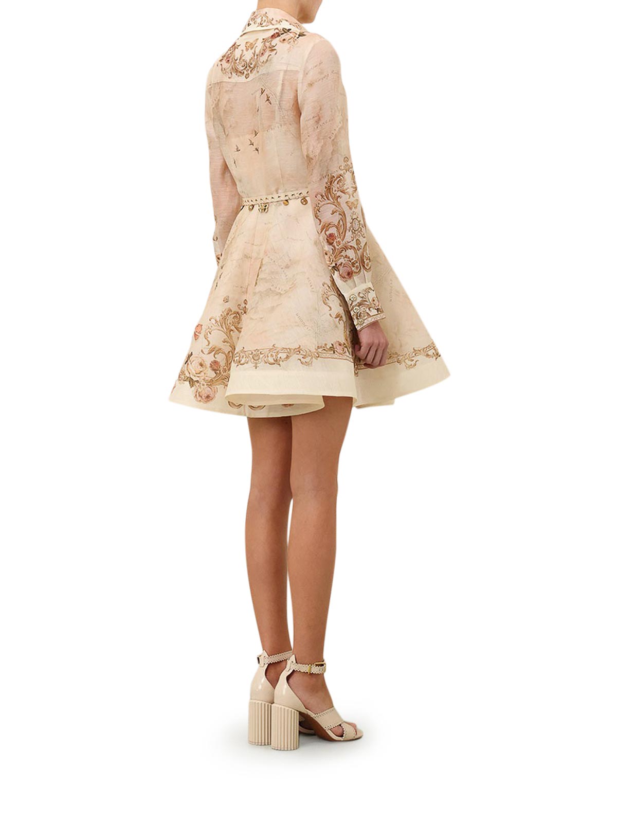 Zimmermann Memento Buttoned Dresses Beige In Multi