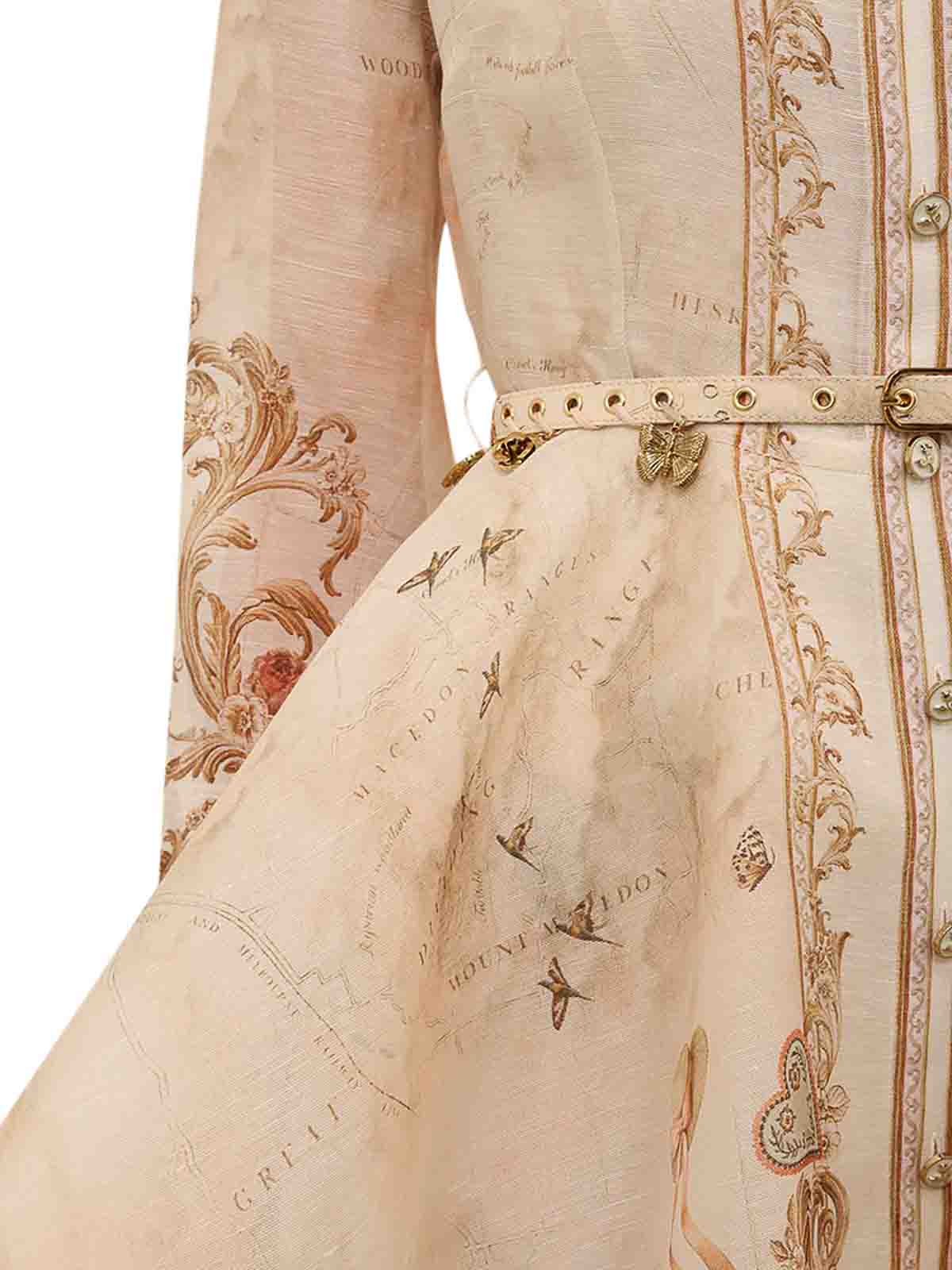 Zimmermann Memento Buttoned Dresses Beige In Multi