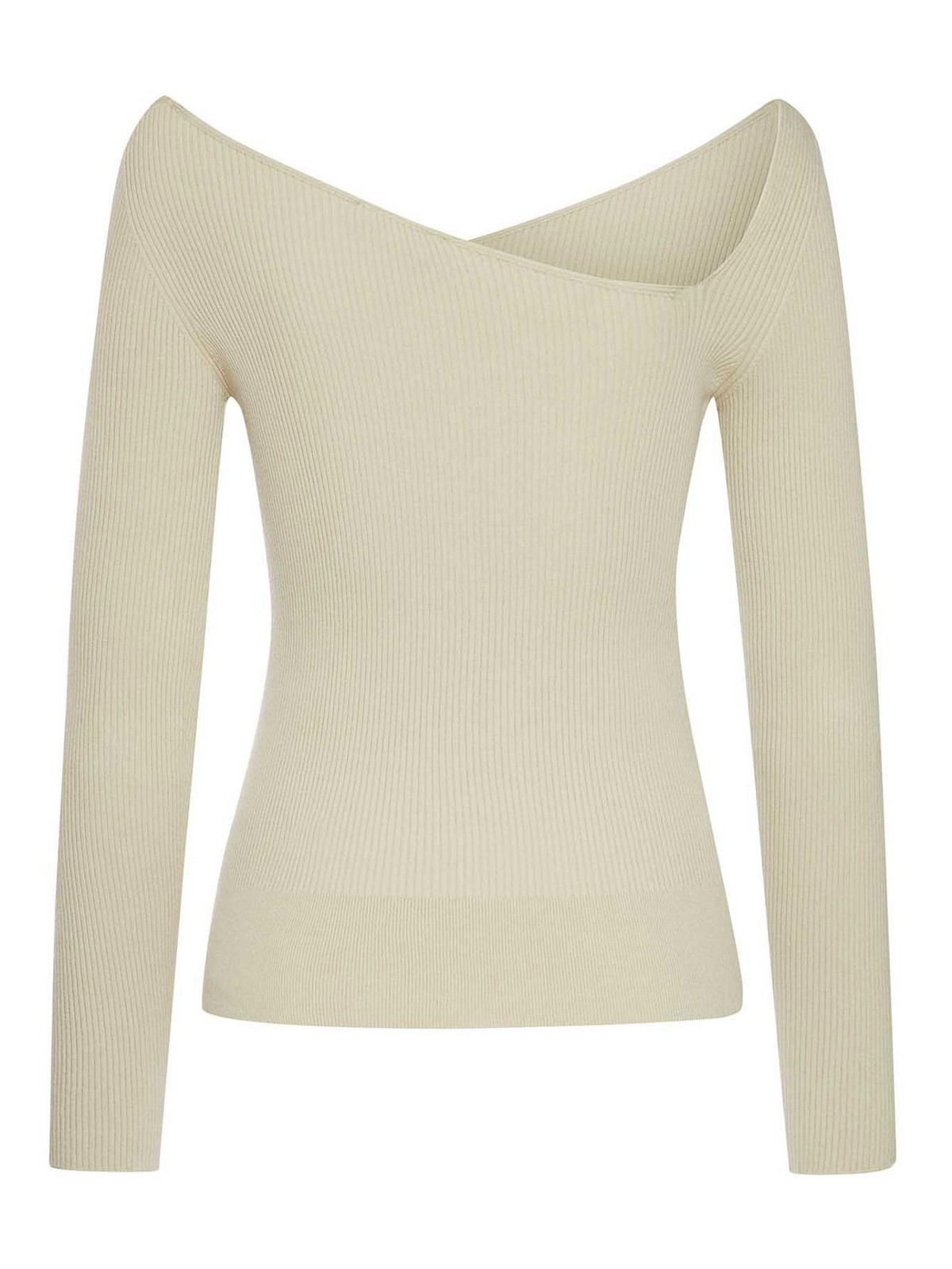 Gran Sasso Sweater With Asymmetric Wide Neckline In White
