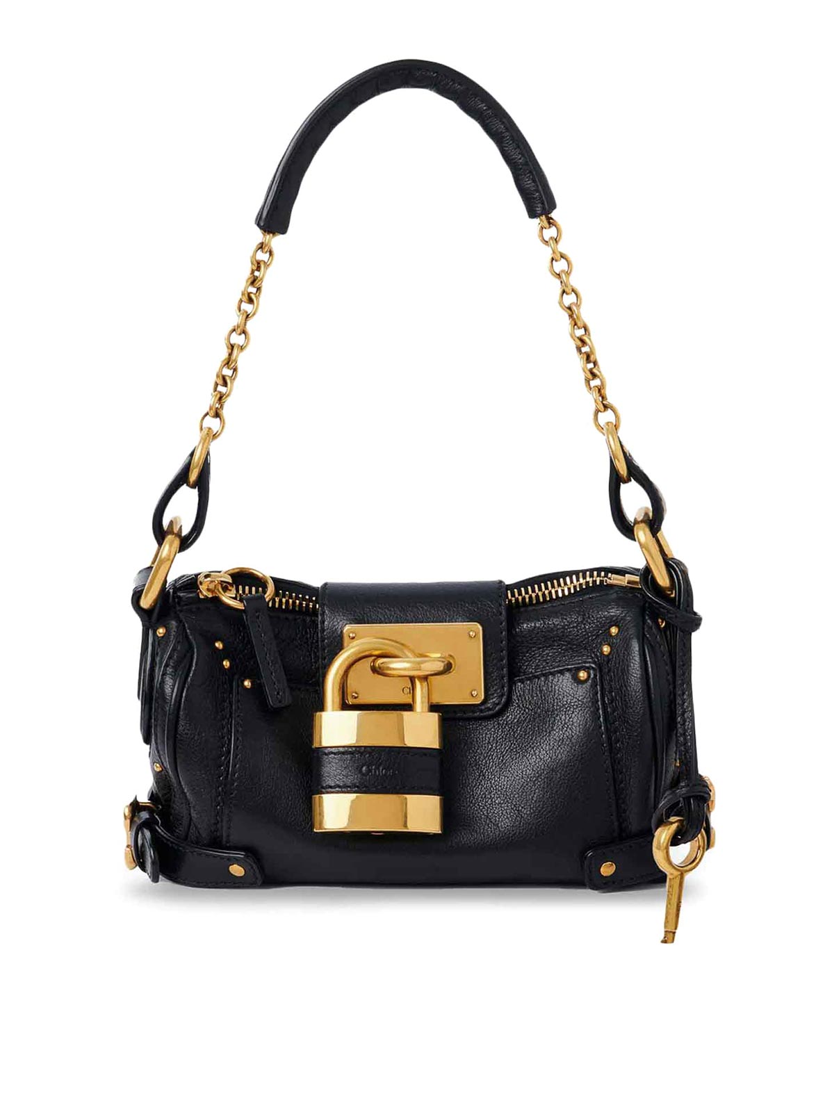 Chloé Paddington Small Leather Shoulder Bag In Black