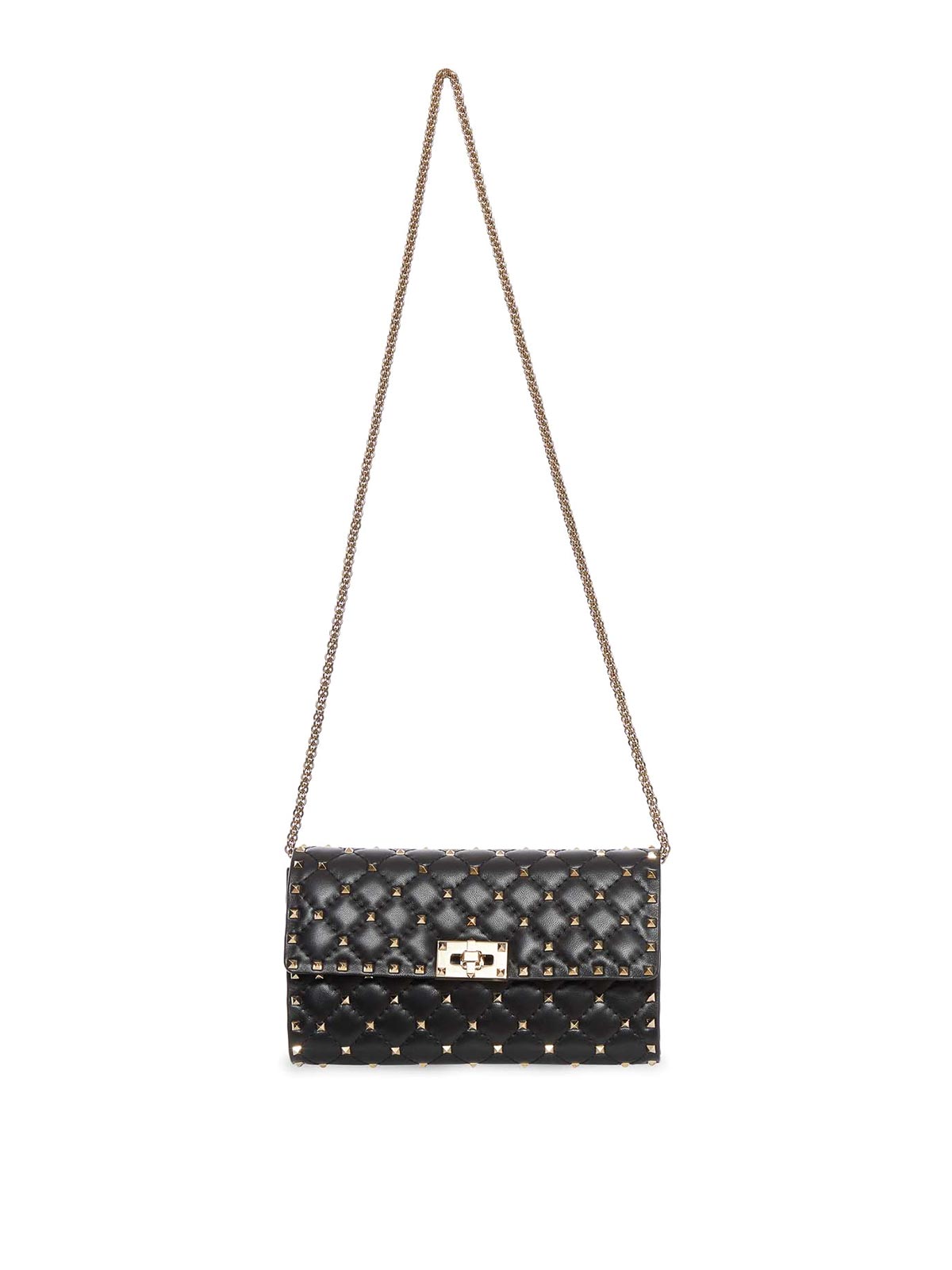 Valentino Garavani Rockstud Spike Nappa Shoulder Bag In Black