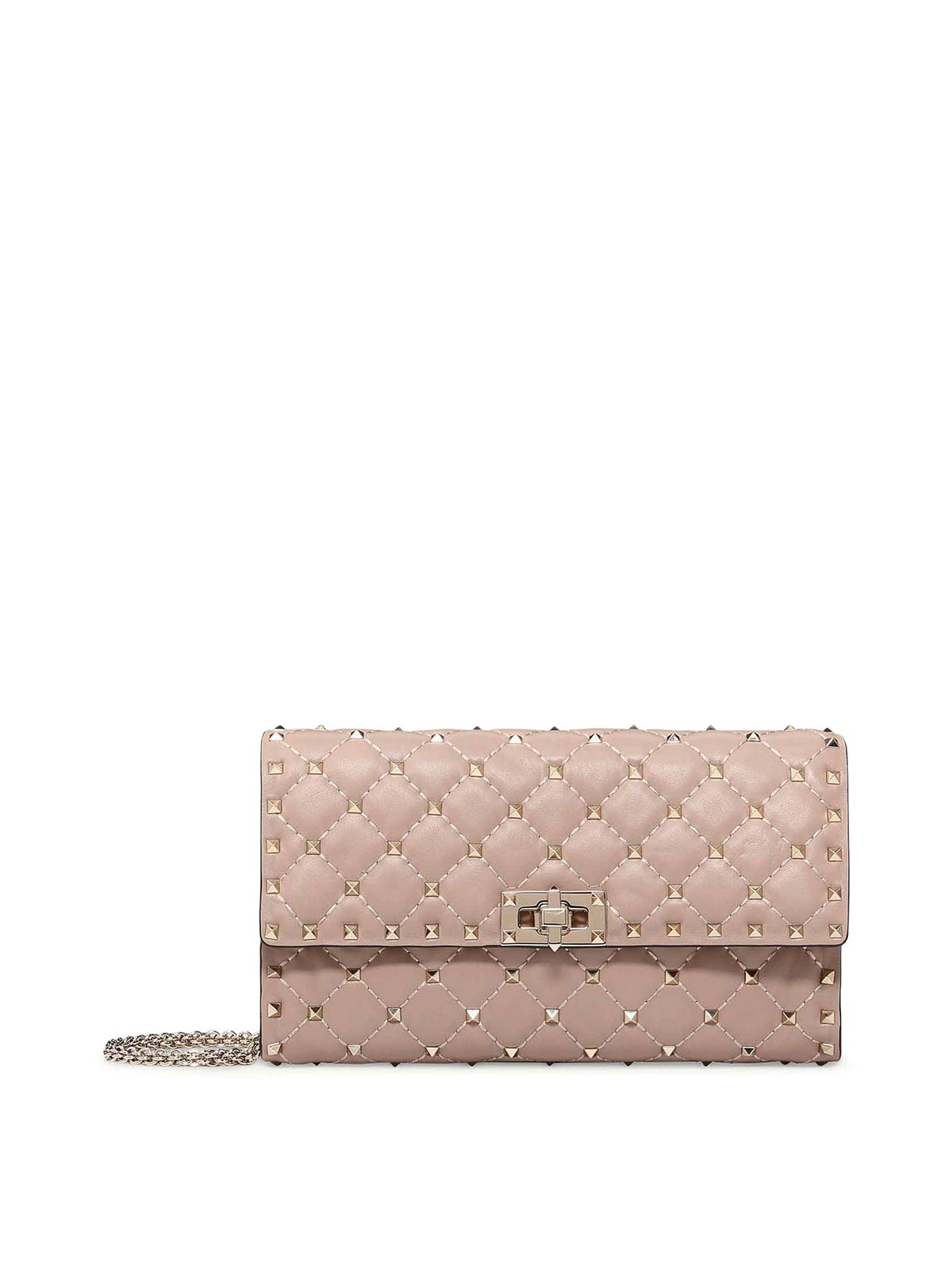 Valentino Garavani Rockstud Spike Nappa Shoulder Bag In Nude