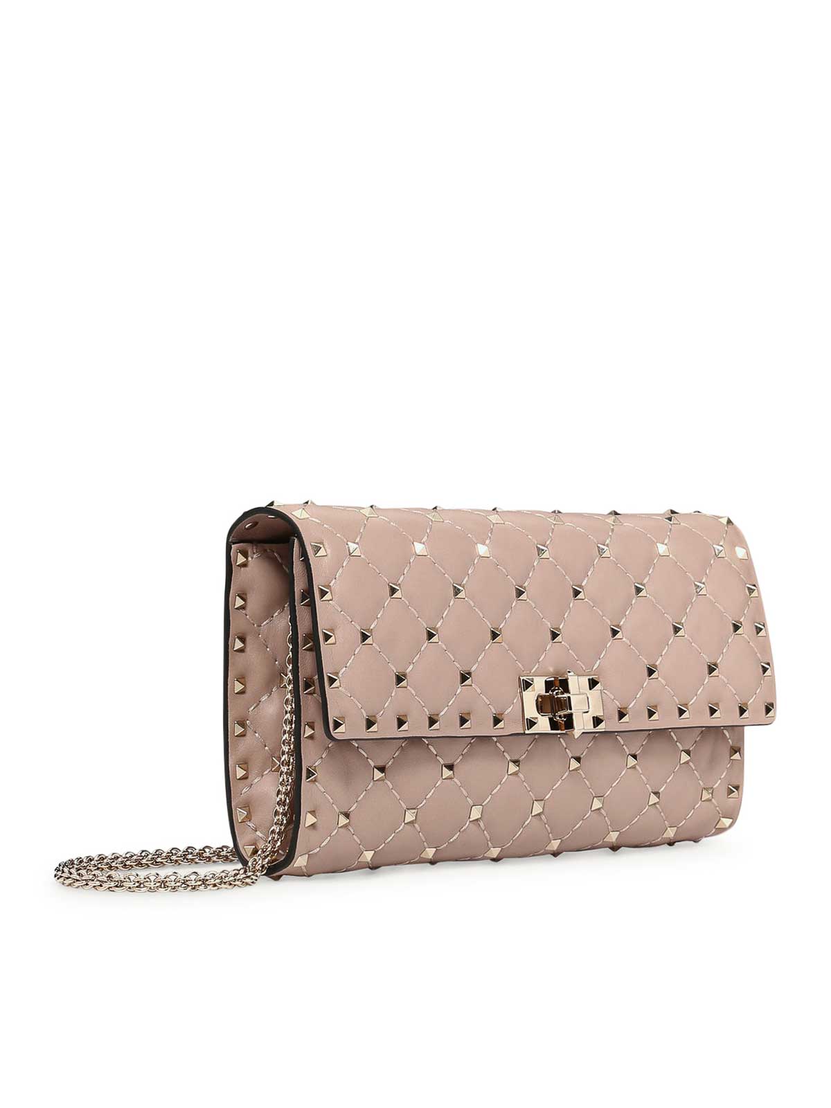 Valentino Rockstud Spike Nappa Shoulder Bag In Nude