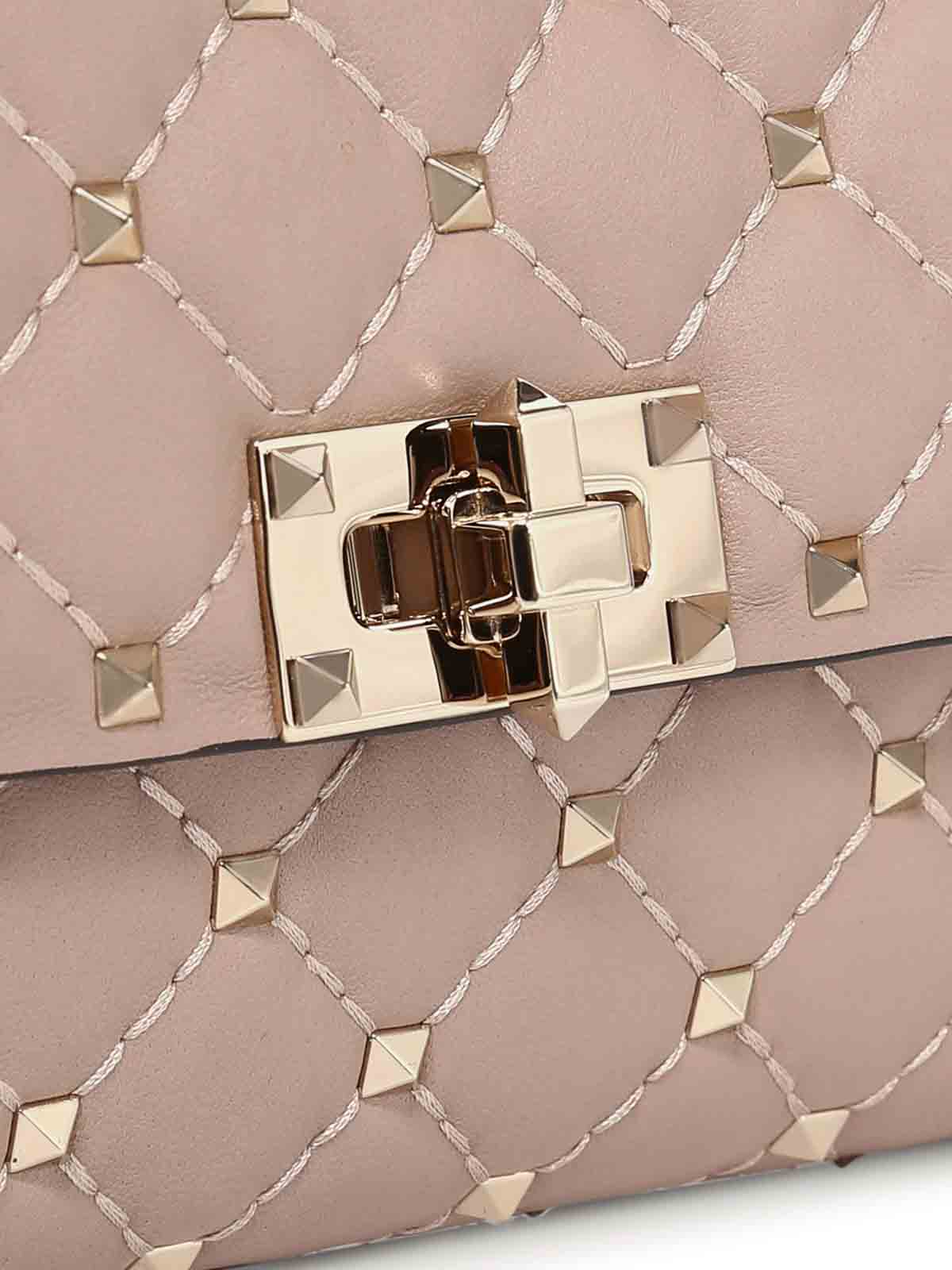 Valentino Rockstud Spike Nappa Shoulder Bag In Nude