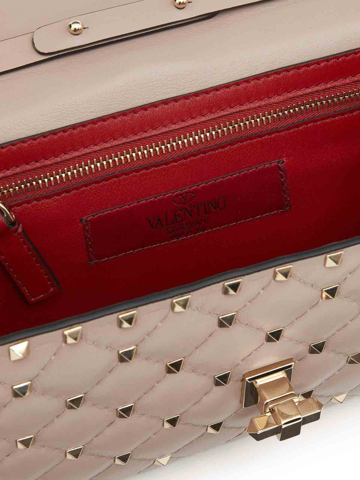 Valentino Rockstud Spike Nappa Shoulder Bag In Nude