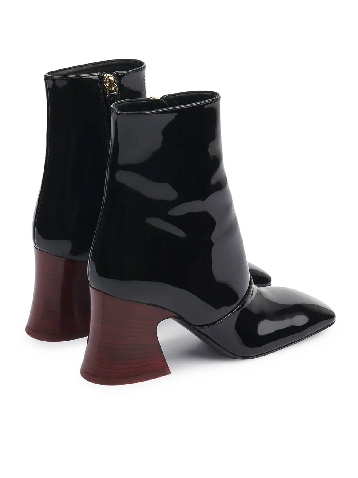 Chloé Janis Ankle Boots With Glossy Calfskin In Black