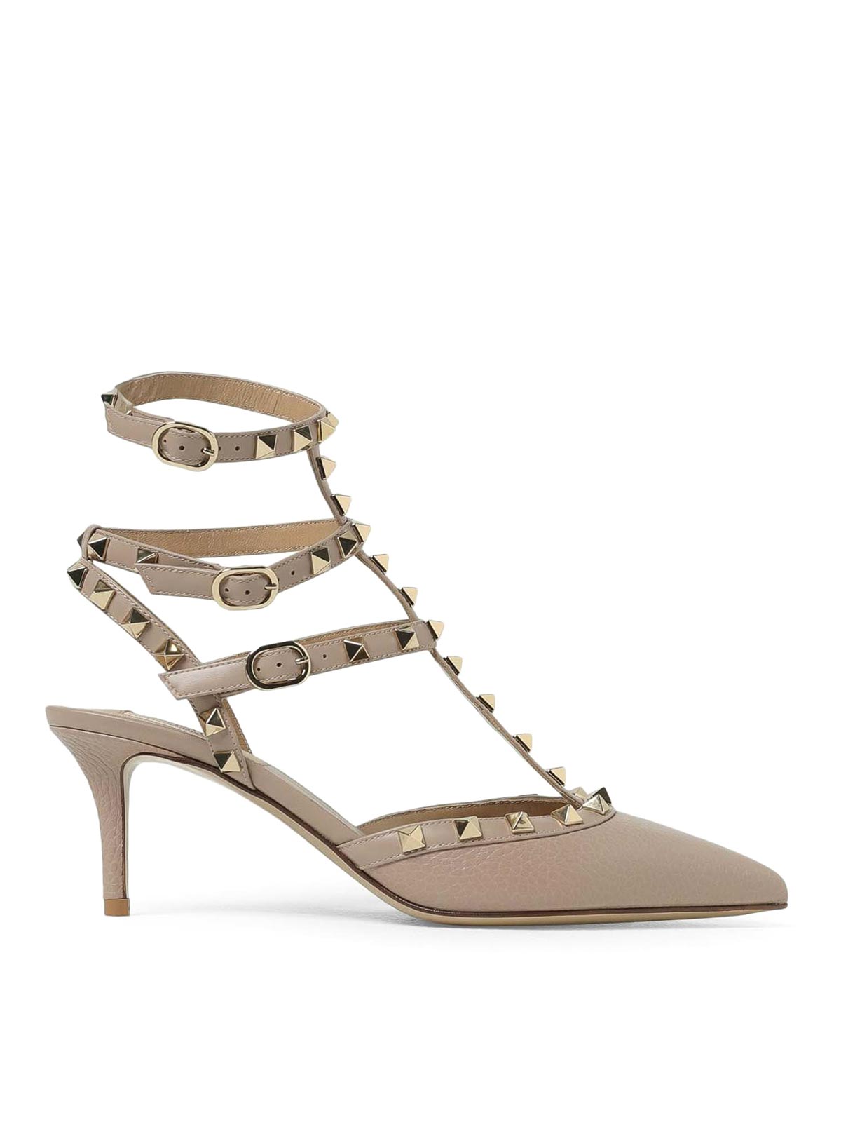 Valentino Garavani Rockstud Pumps With 65mm Straps In Nude