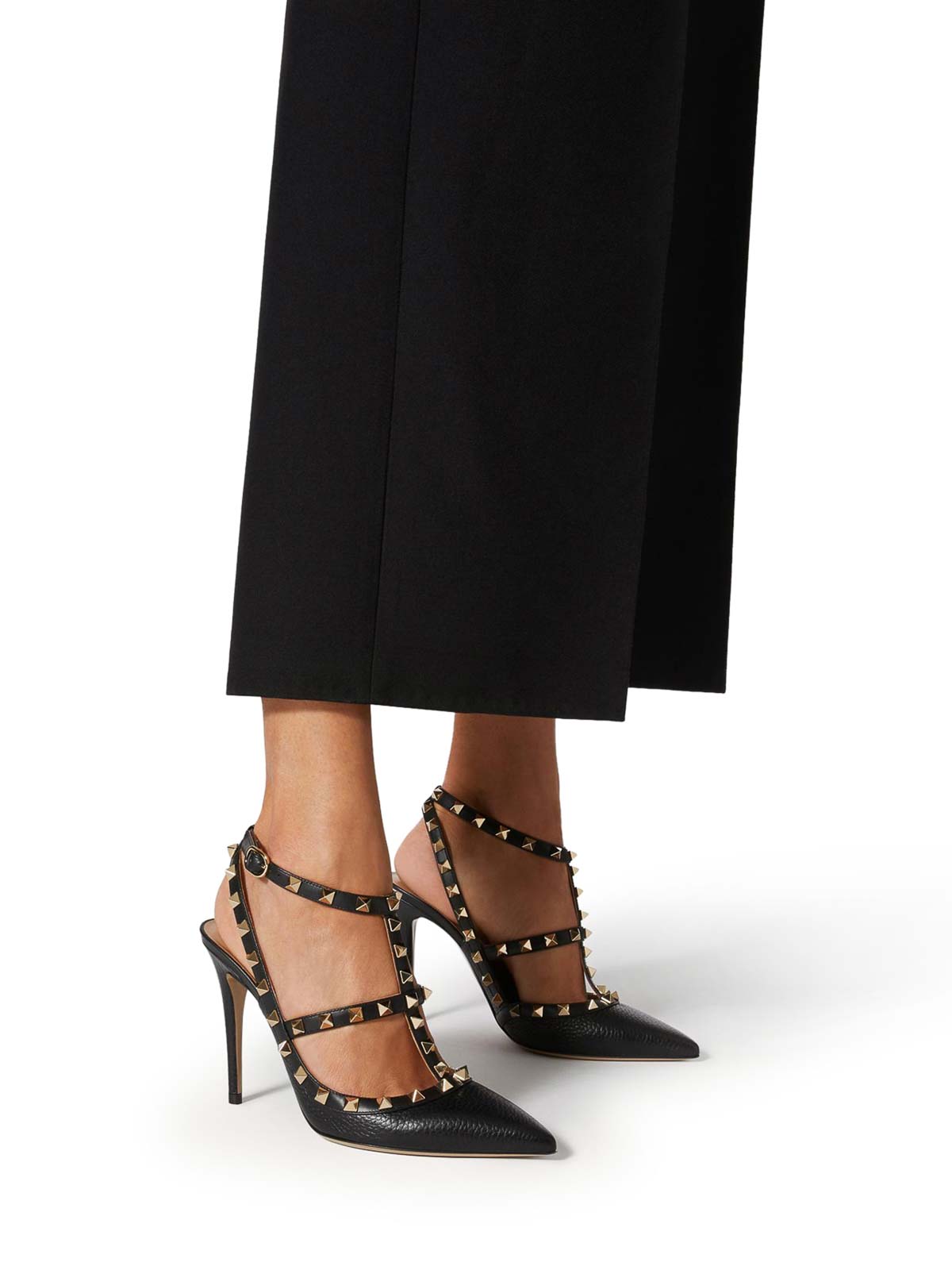 Valentino Rockstud Garnet Calfskin Straps Pumps 100mm In Multi