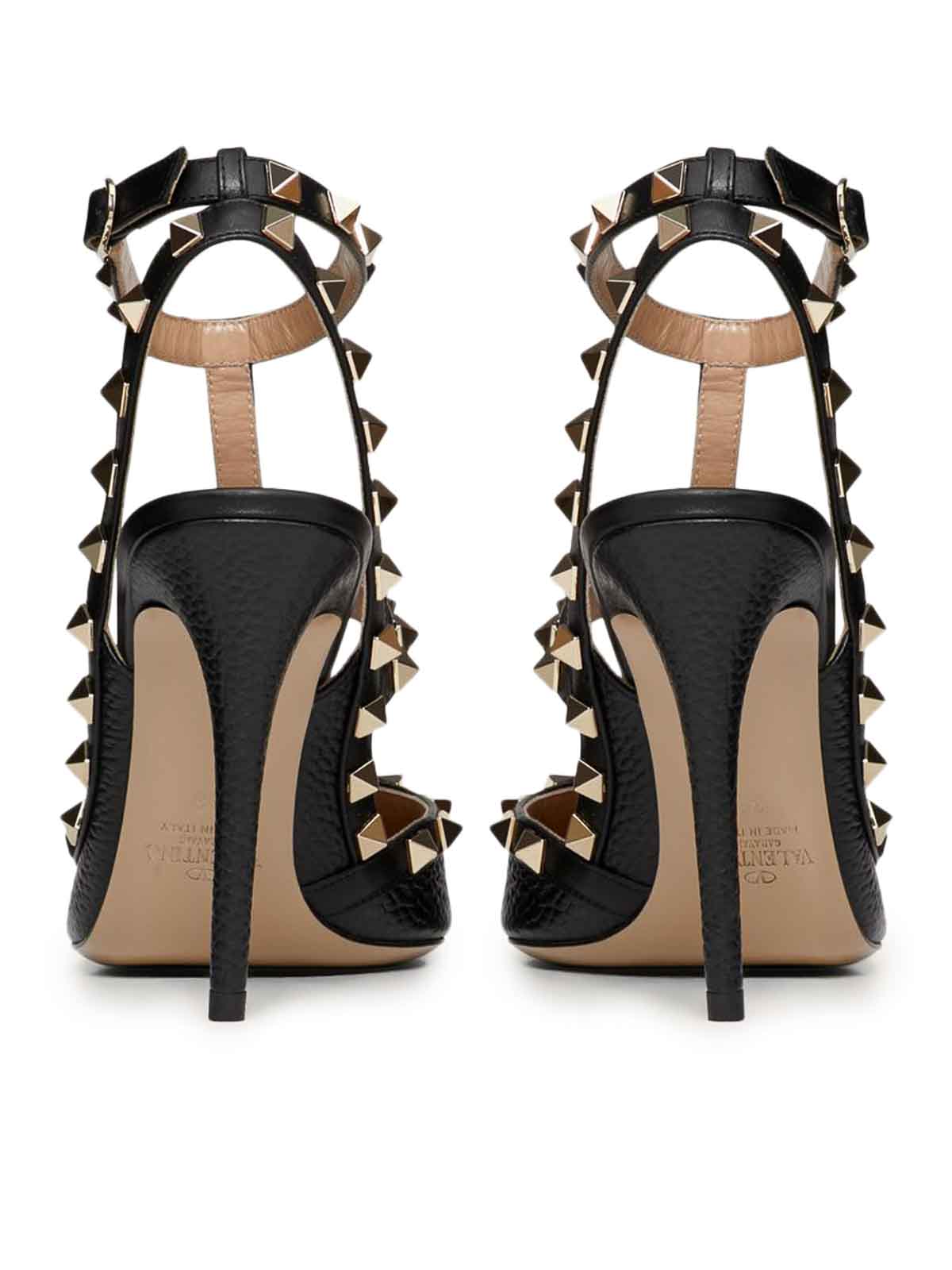 Valentino Rockstud Garnet Calfskin Straps Pumps 100mm In Multi