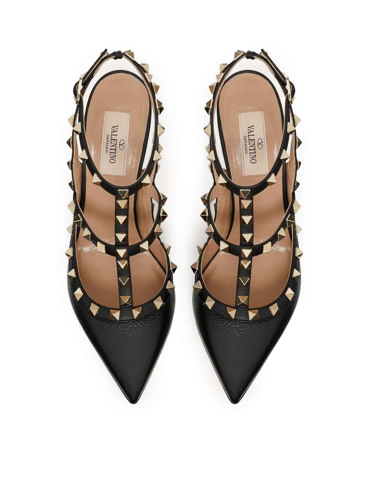 Valentino Rockstud Garnet Calfskin Straps Pumps 100mm In Multi