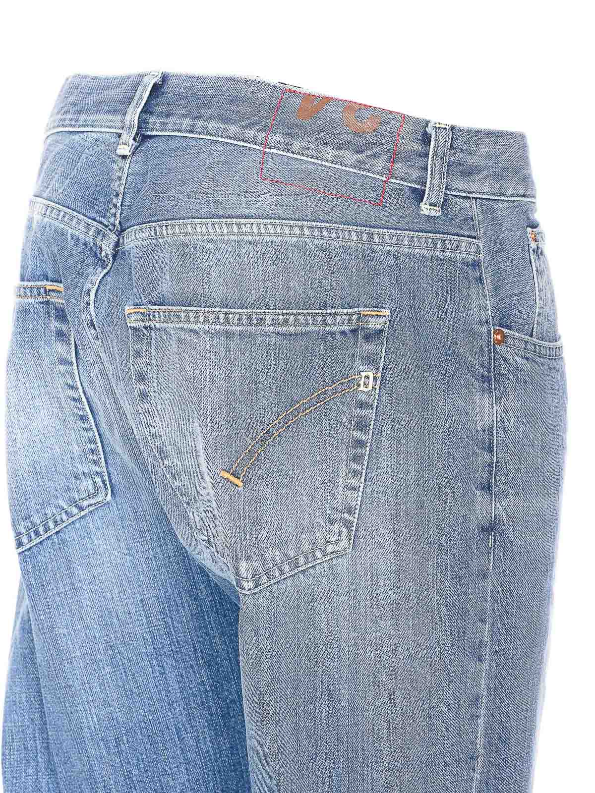 Dondup Slim Fit Carrot Trousers With Belt Loops In Blue