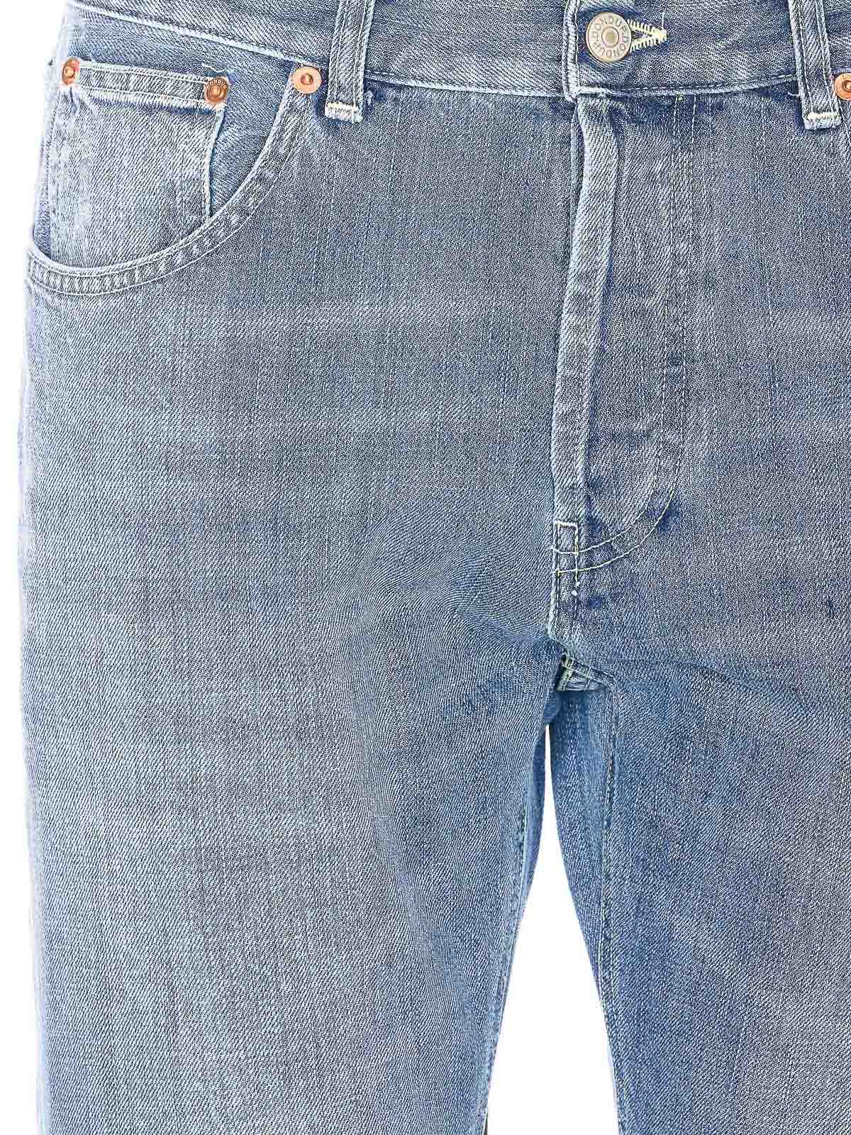 Dondup Slim Fit Carrot Trousers With Belt Loops In Blue